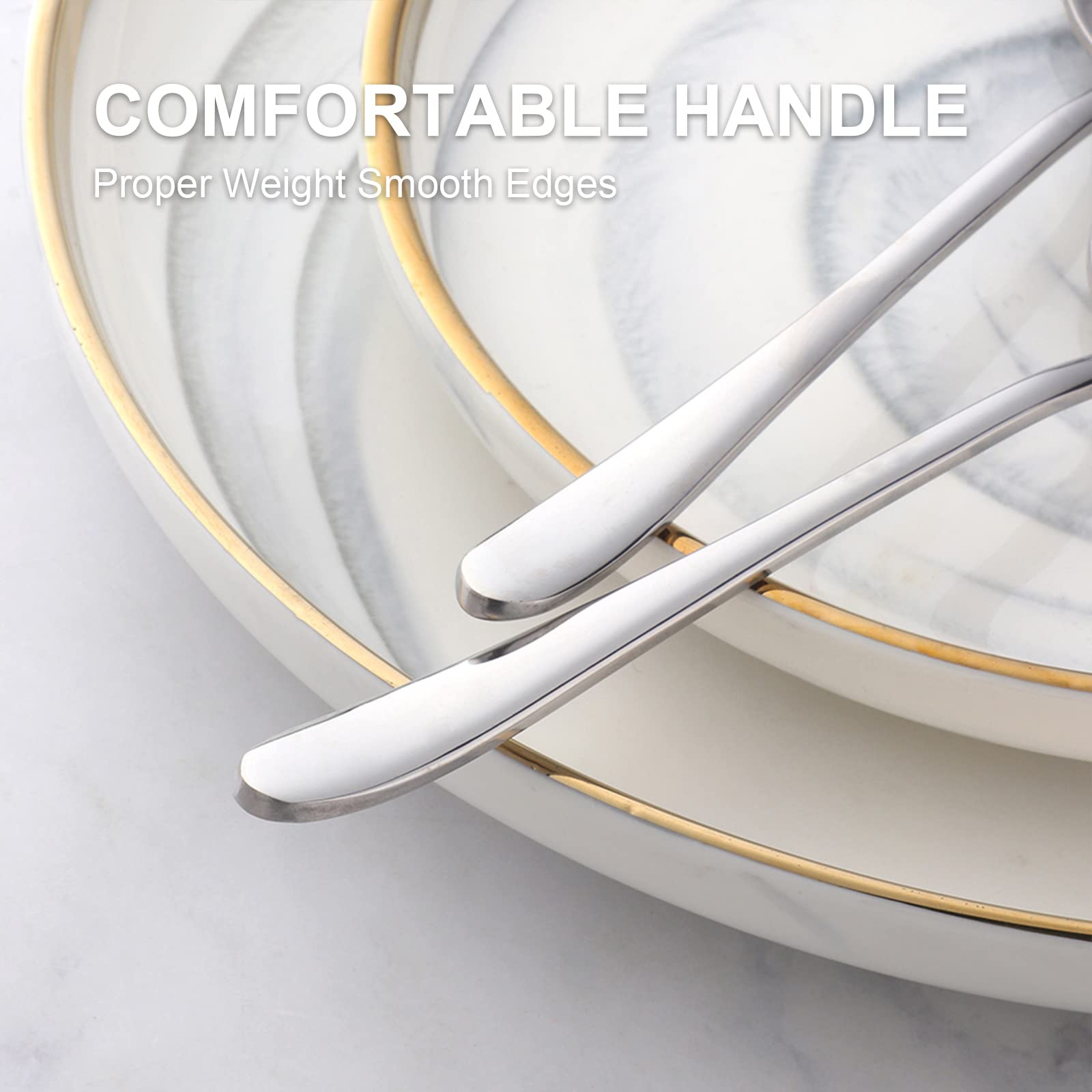 4-Piece Round Stainless Steel Bouillon Spoons Soup Spoons, Stainless Steel Large Round Spoons, Heavy-Weight Round Deep Bowl Spoo