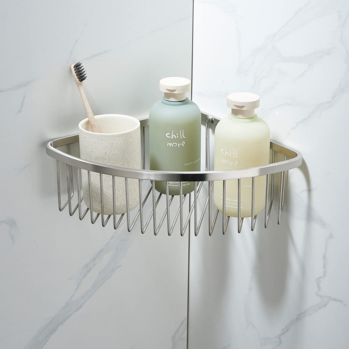 Gordee Bathroom Shower Caddy Corner Shelf Basket, Ultra Sturdy Rust-Proof Stainless Steel Bathroom Shelf Organizer Shampoo Holde