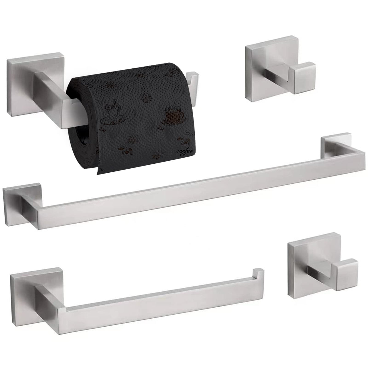 Turs 5-Piece Bathroom Hardware Set Brushed Nickel Towel Bar Set Bath Towel Holder Sets Hand Towel Holder 2 Towel Hooks, Sus 304