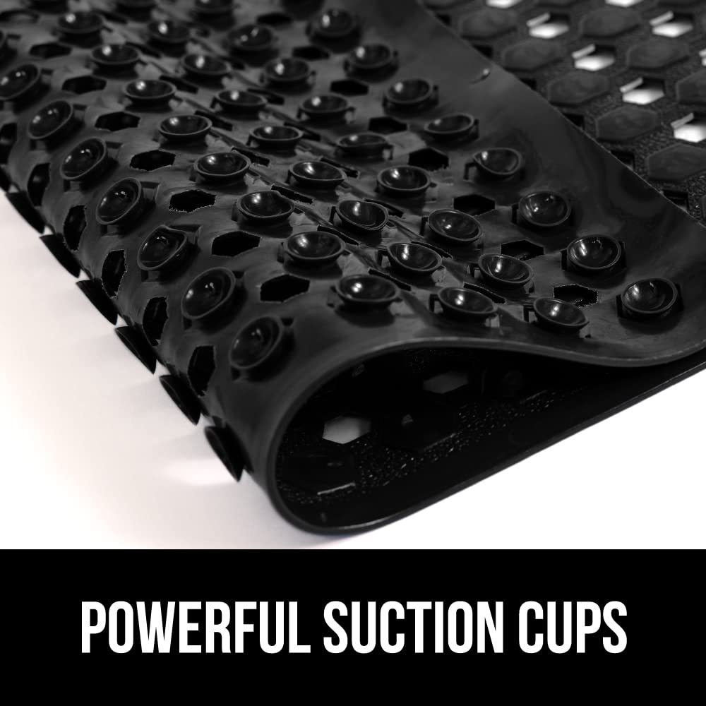 Gorilla Grip Patented Shower Stall Mat  21x21  Machine Washable  Square Bathroom Bath Tub Mats for Stand up Showers and Small Bathtubs  Drain Holes Keep Floor Clean  Suction Cups  Soft on Feet  Gray