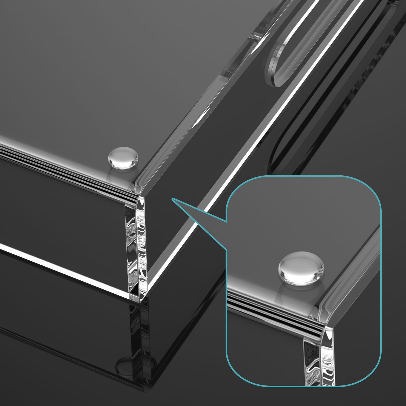 Hiimiei Acrylic Tray, 16X20 Inches Clear Tray, Acrylic Serving Tray With Handles For Ottoman, Coffee, Appetizer, Breakfast, Bath