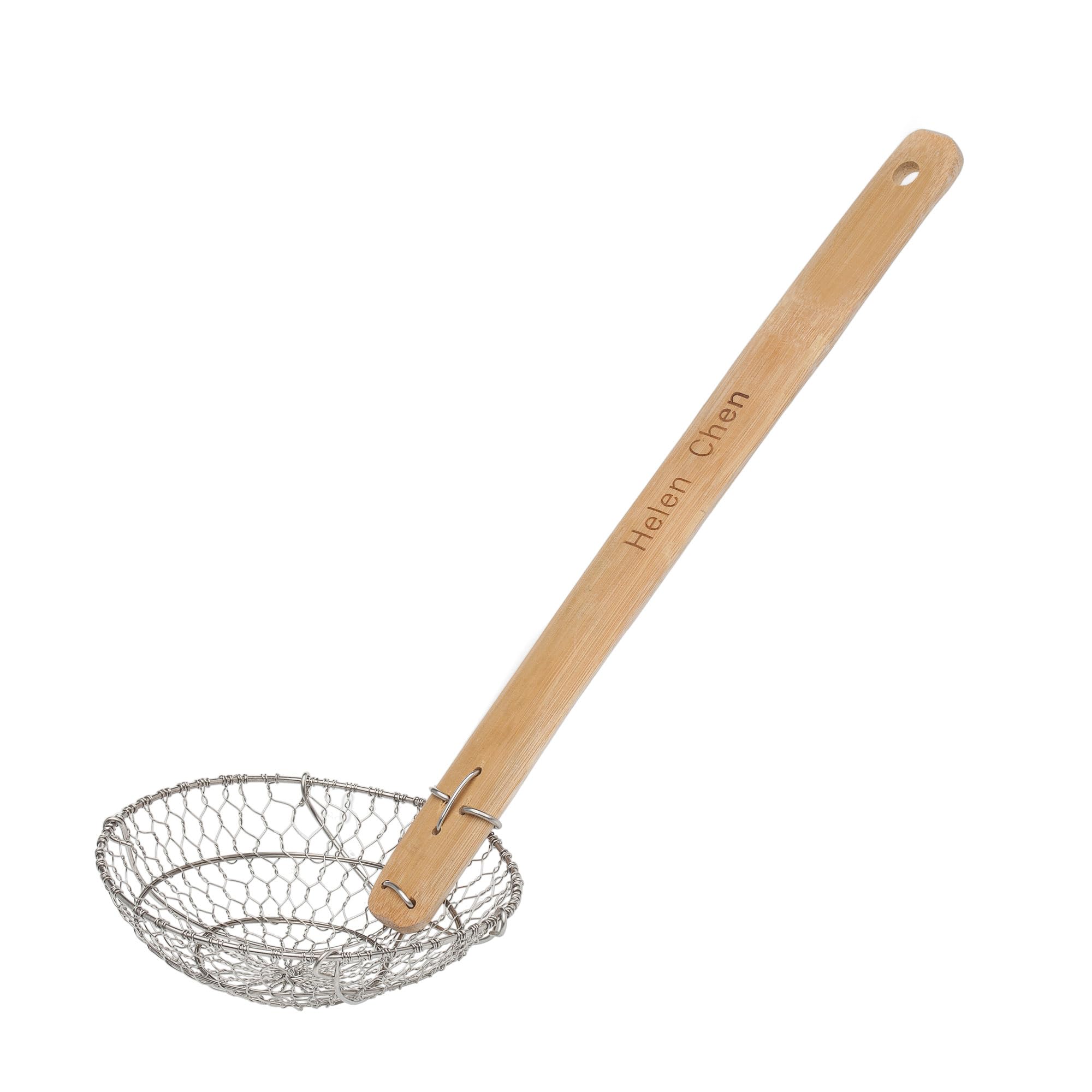 Helens Asian Kitchen Spider Strainer | 7-Inch Stainless Steel Wire Mesh Ladle With Sustainable Wood Handle For Large Batch Cooki