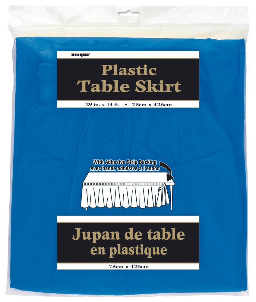 Unique Plastic Table Skirt  29'' x 14'  Royal Blue