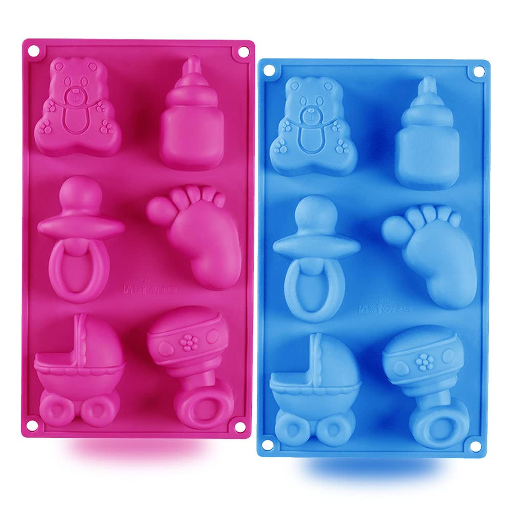 2 Pack Cute Baby Silicone Molds, 3D Baby Shower Themed Baking Mould, Cake Decorating Tools For Chocolate, Soap, Sugar Craft, Can