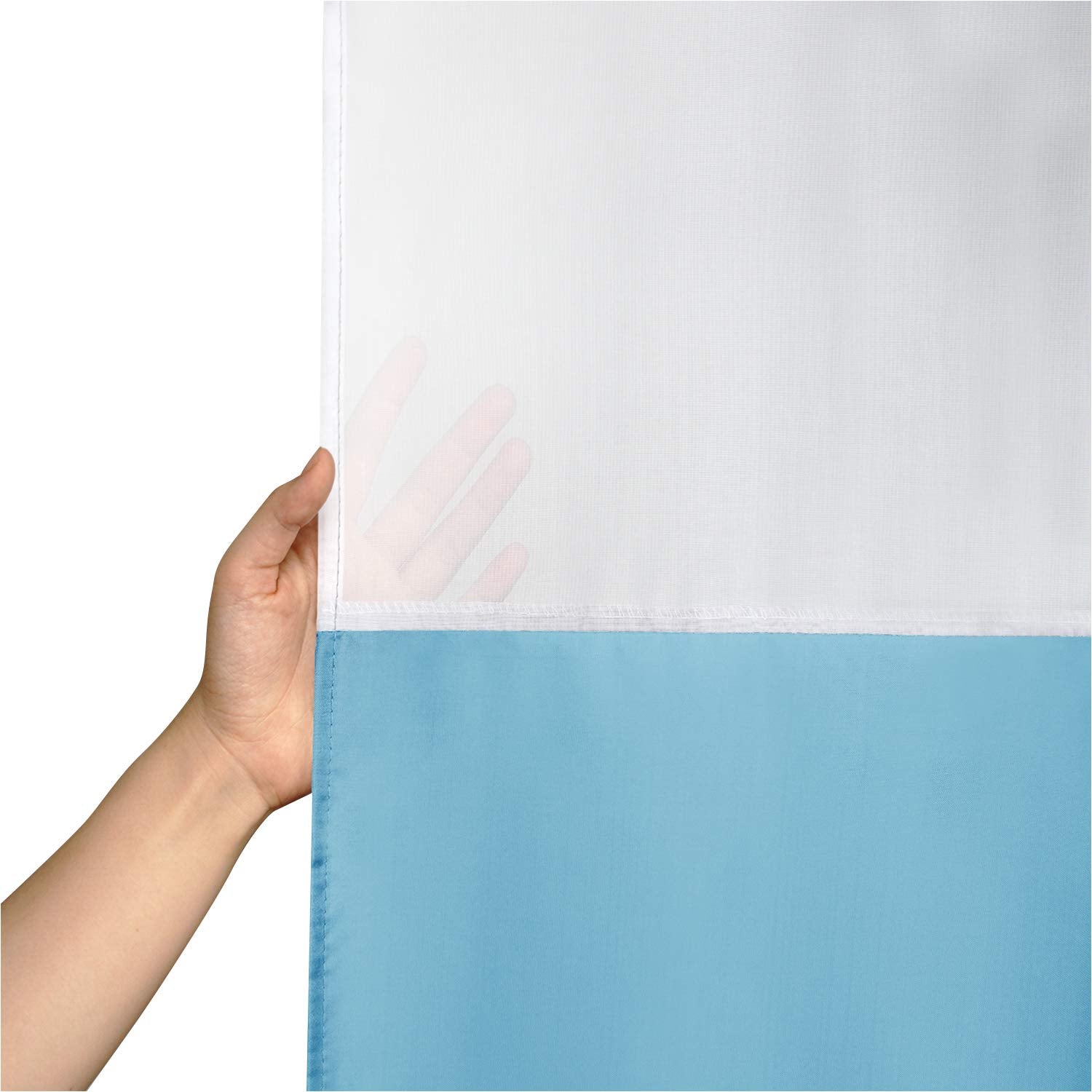 UFRIDAY Shower Curtain Light Blue and White  Polyester Fabric Shower Curtain with Liner Window 72 x 72 inch