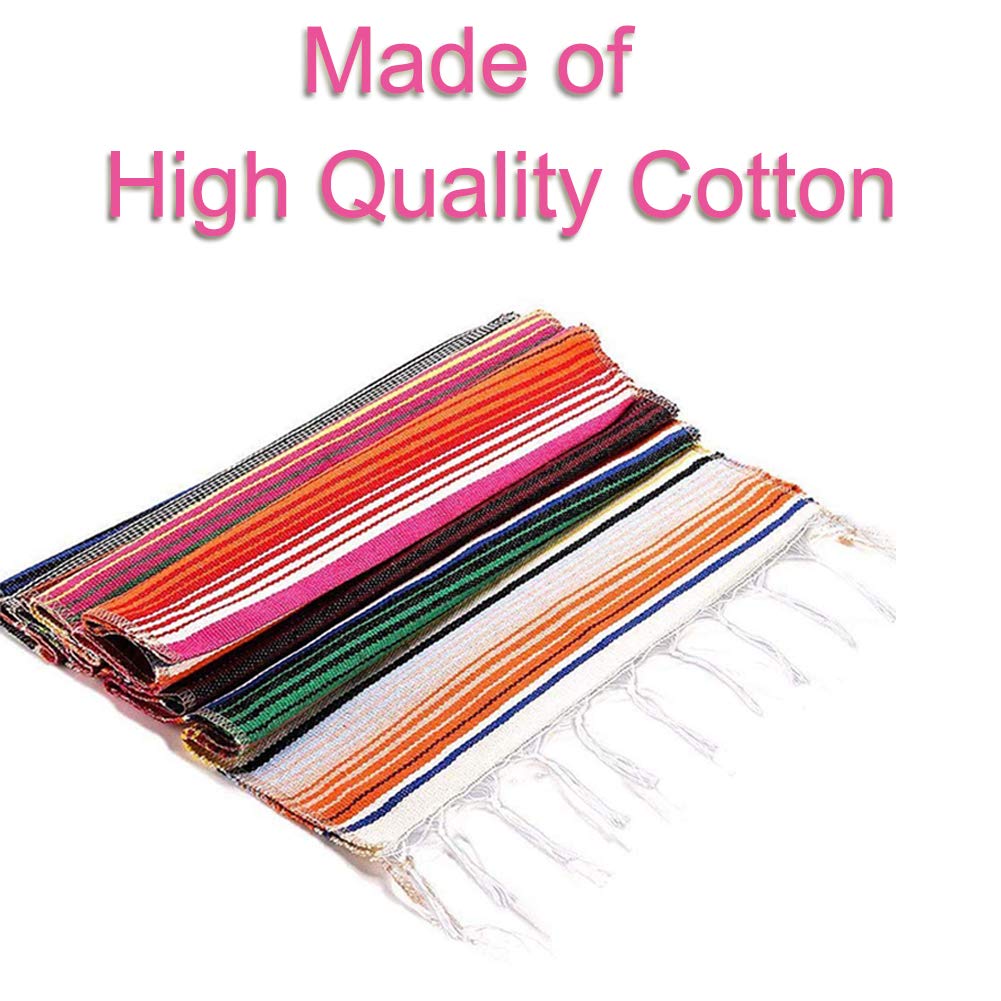 Fowecelt Mexican Serape Table Runner 14 X 84 Inch For Mexican Party Wedding Decorations Outdoor Picnics Dining Table, Fringe Cot