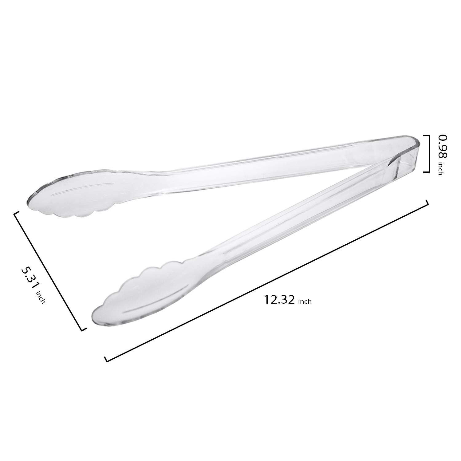 Party Essentials Hard Plastic 12'' Serving Tongs, Clear
