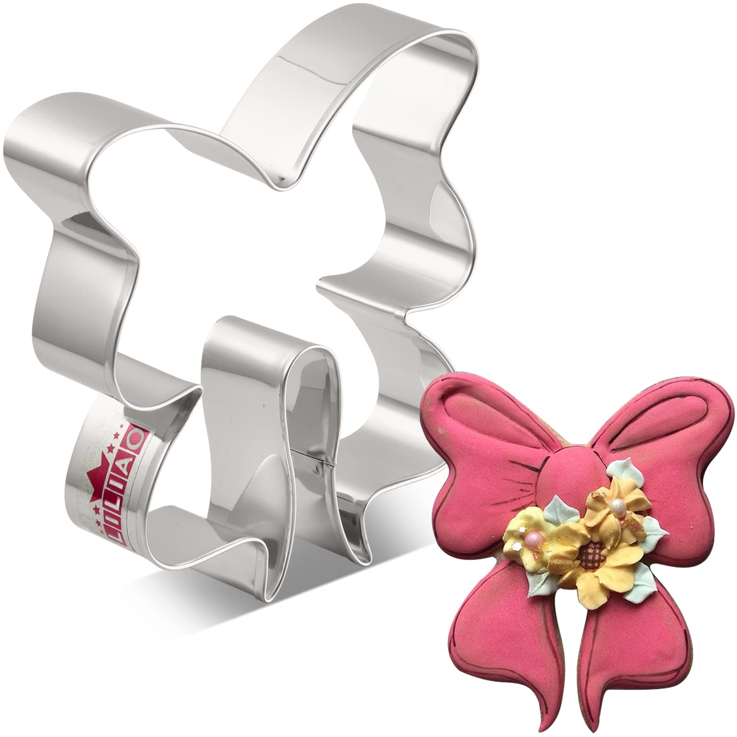 Liliao Bowtie Ribbon Cookie Cutter - 3.7 X 3.8 Inches - Stainless Steel