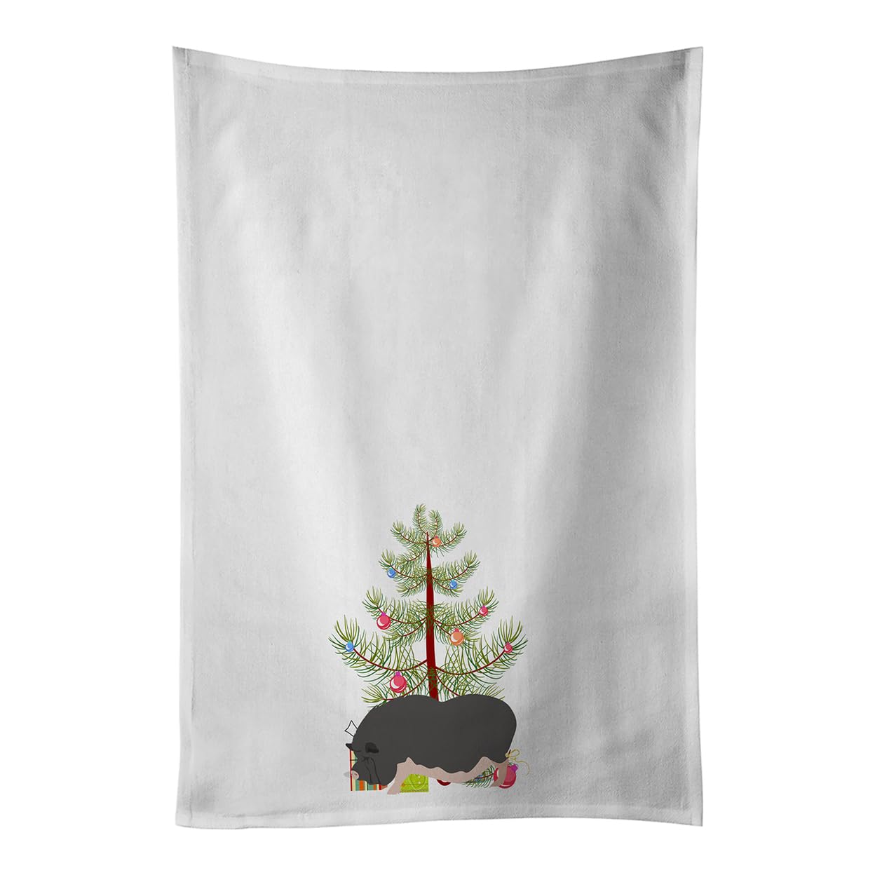 Vietnamese Pot-Bellied Pig Christmas White Kitchen Towel Set of 2