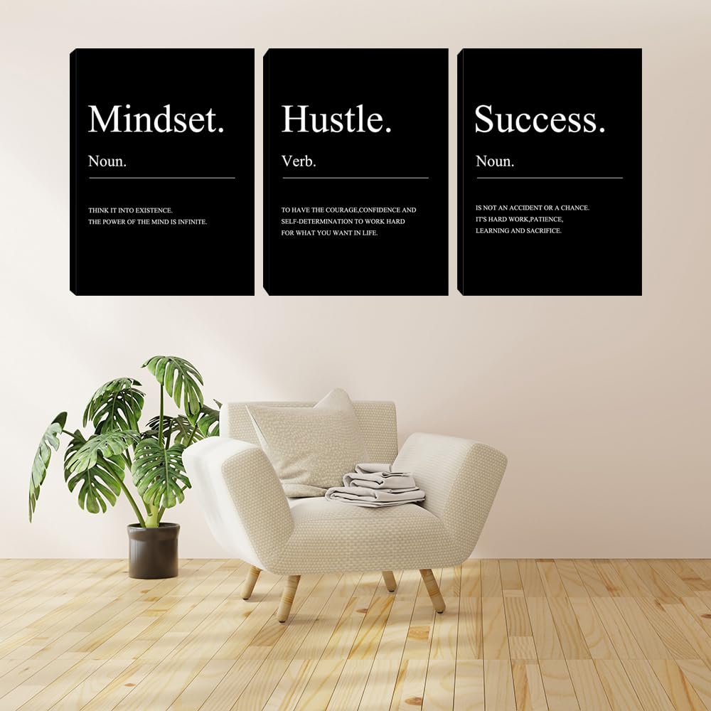 Large Motivational Office Wall Decor Mindset Canvas Wall Art Hustle Posters Prints Entrepreneur Success Paintings Picture Artwor