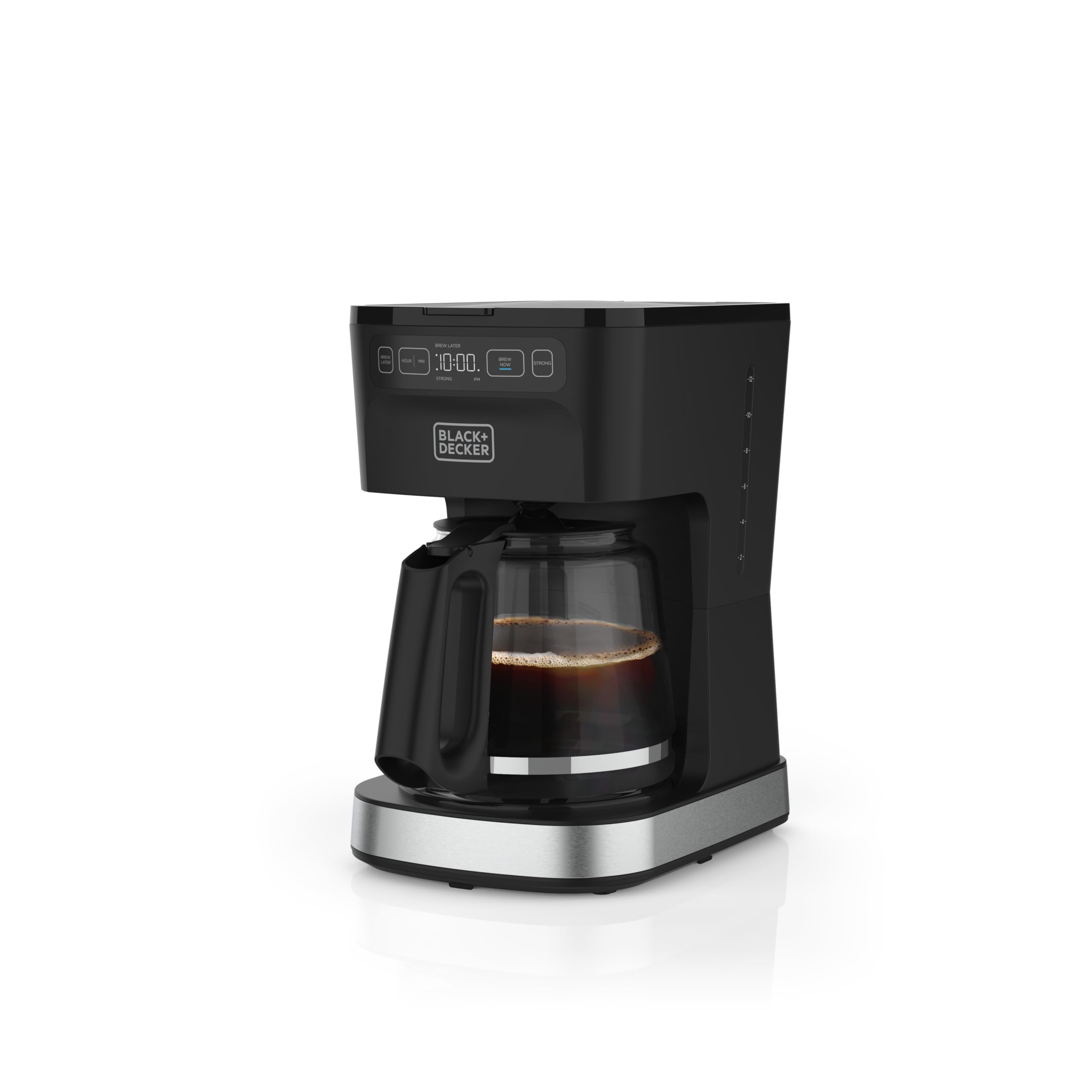 BLACK+DECKER CAF  CRAFT 12-Cup Programmable Coffee Maker, Stainless Steel Drip Coffeemaker with Vortex Showerhead, Strength Sele