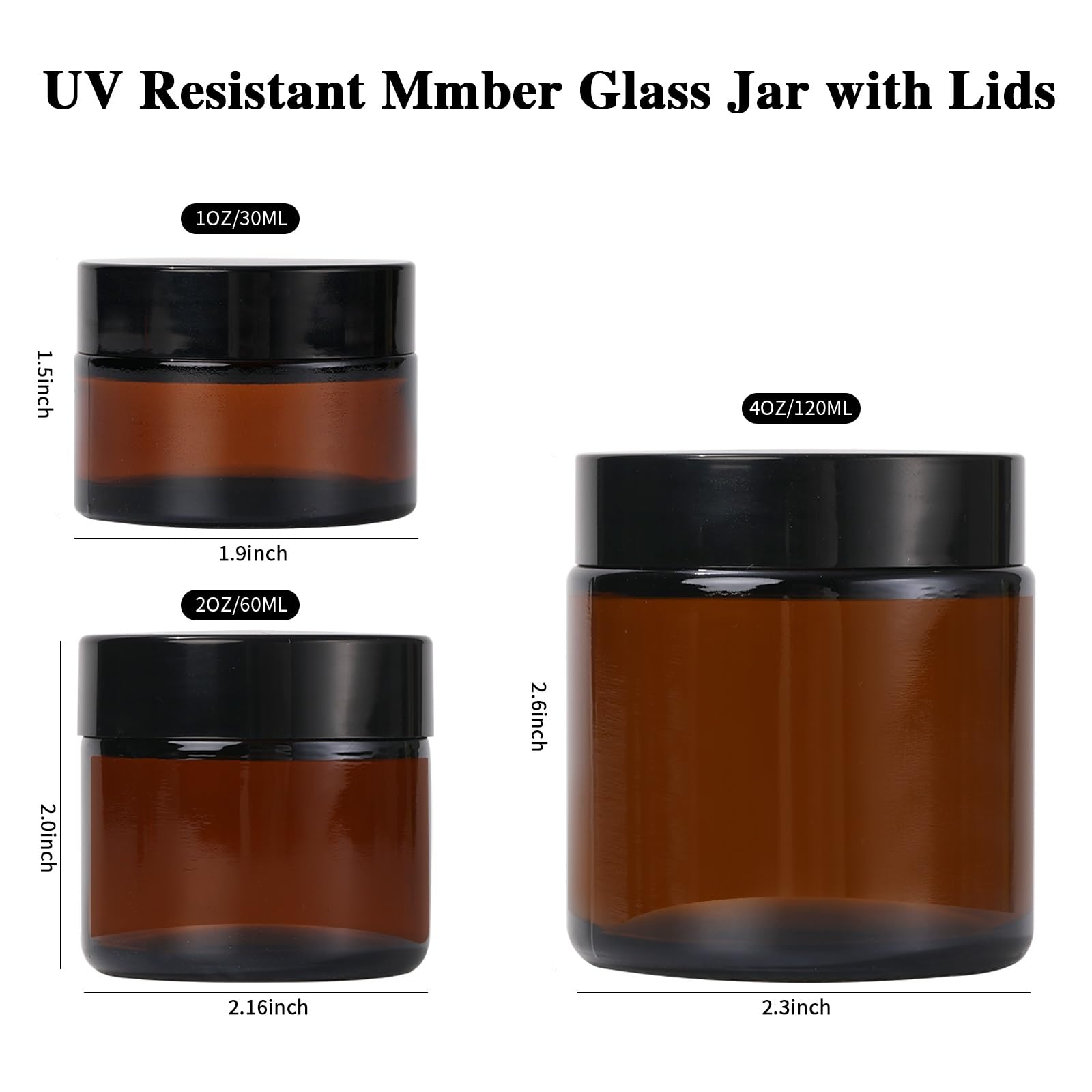 Ziyize Amber Glass Jars With Lids, 4 Pack 1Oz Small Glass Jars With Inner Liners, 30 Ml Reusable Empty Round Cosmetic Container