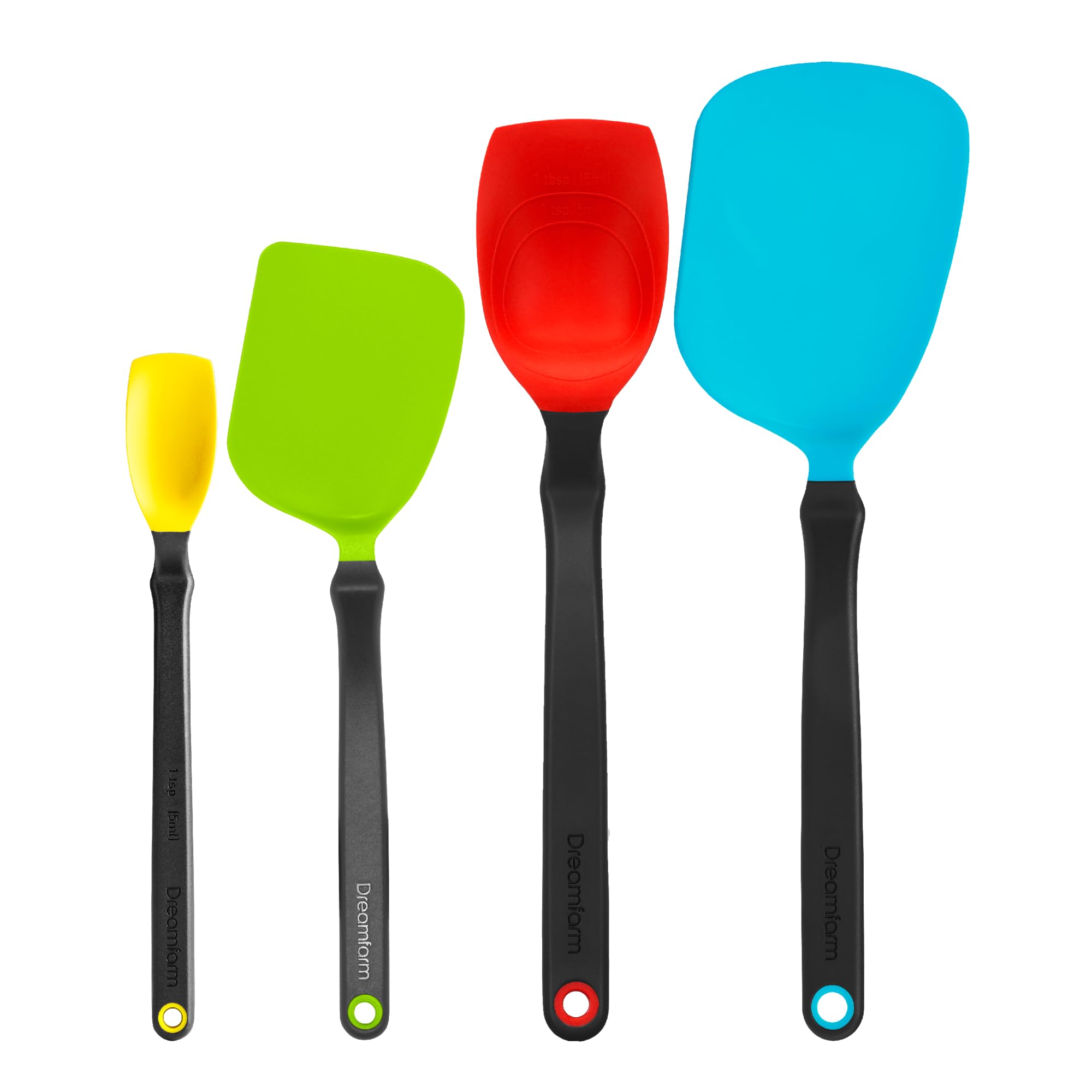 Dreamfarm Set of Essentials Silicone & Nylon Non-Stick-Safe Kitchen Cooking Utensils Set with Chopula, Mini Chopula, Supoon, & M