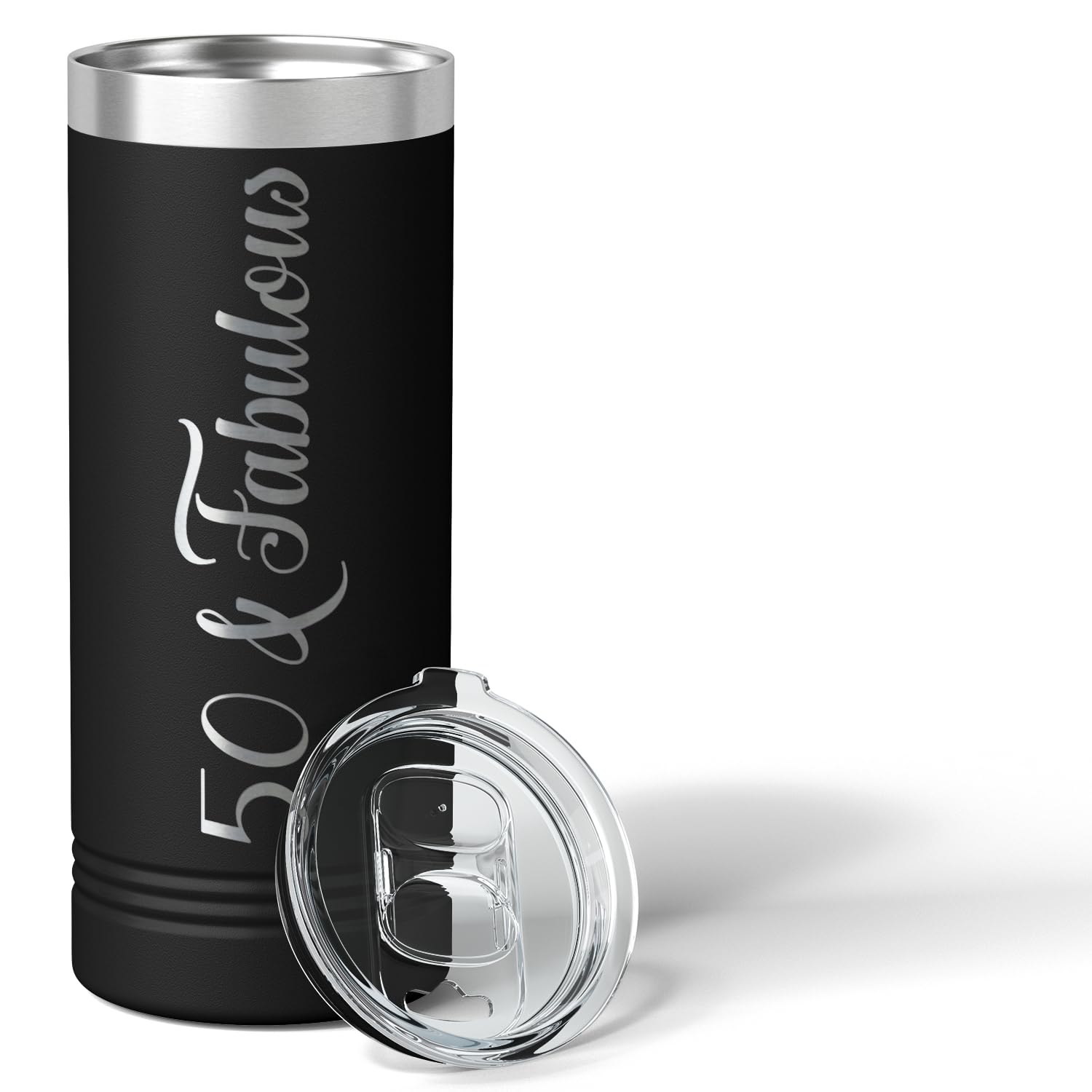 50 & Fabulous 22 Oz Skinny Tumbler 50Th Birthday Gifts For Women On Black Decorations Funny Present Vacuum Insulated Cup
