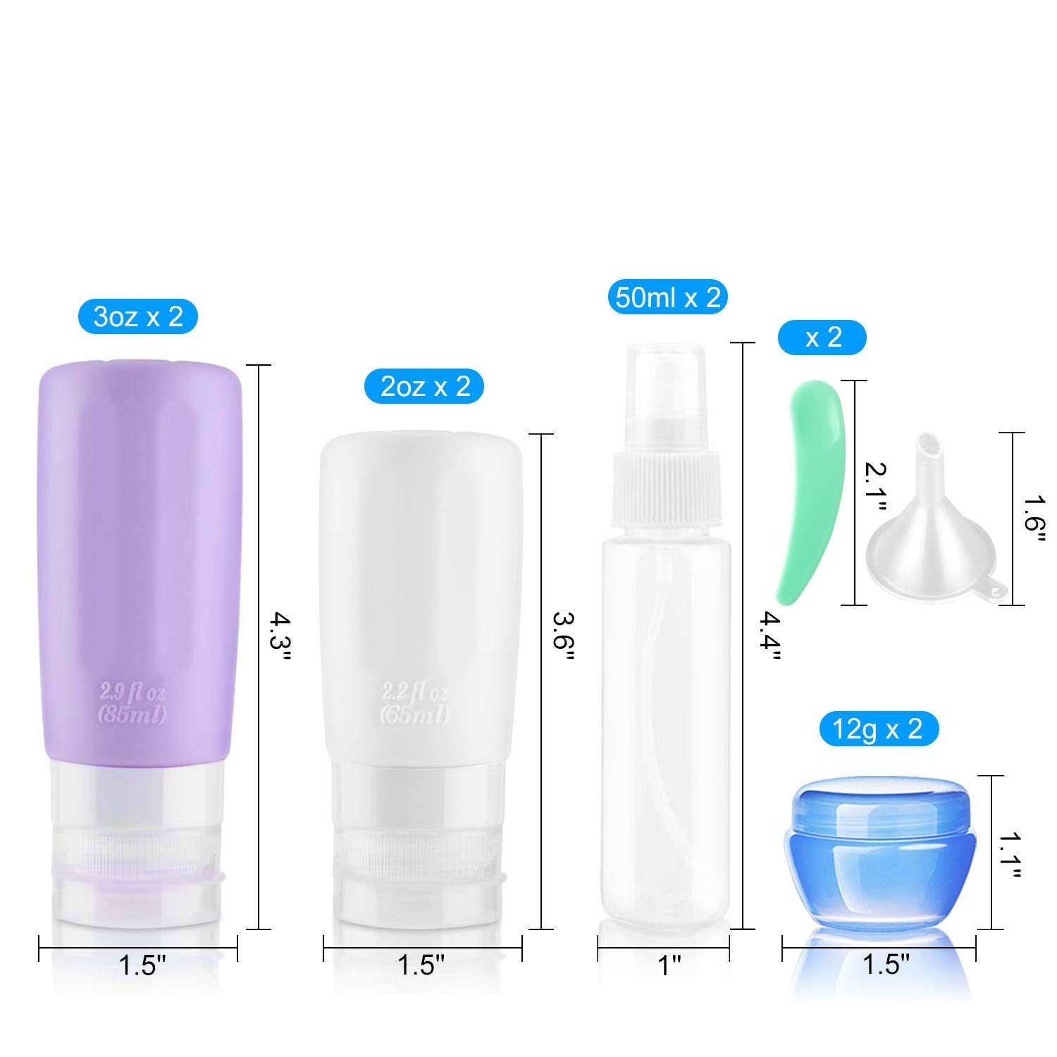 Travel Bottles For Toiletries Leak Proof Silicone Travel Bottles Set Tsa Approved Travel Size Containers Refillable Accessories