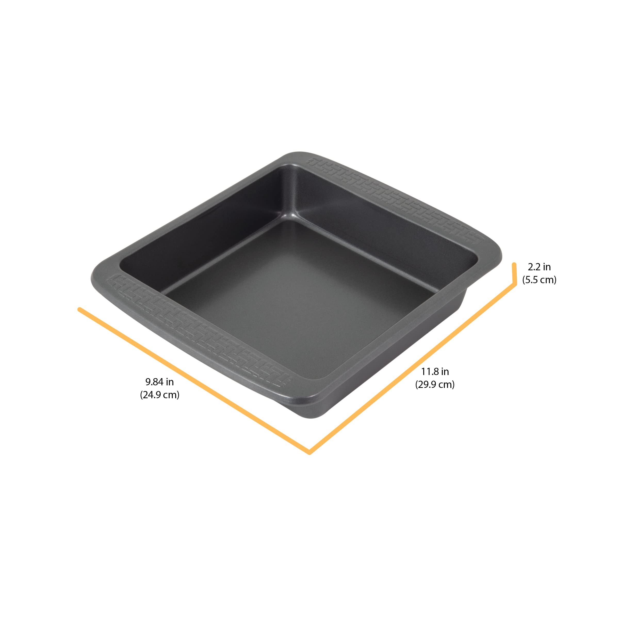 Chicago Metallic Non-Stick Square Pan, 9x9x2 inches, Metal, Gray, Model 5296098 - Ideal for Cakes, Brownies, and Casseroles