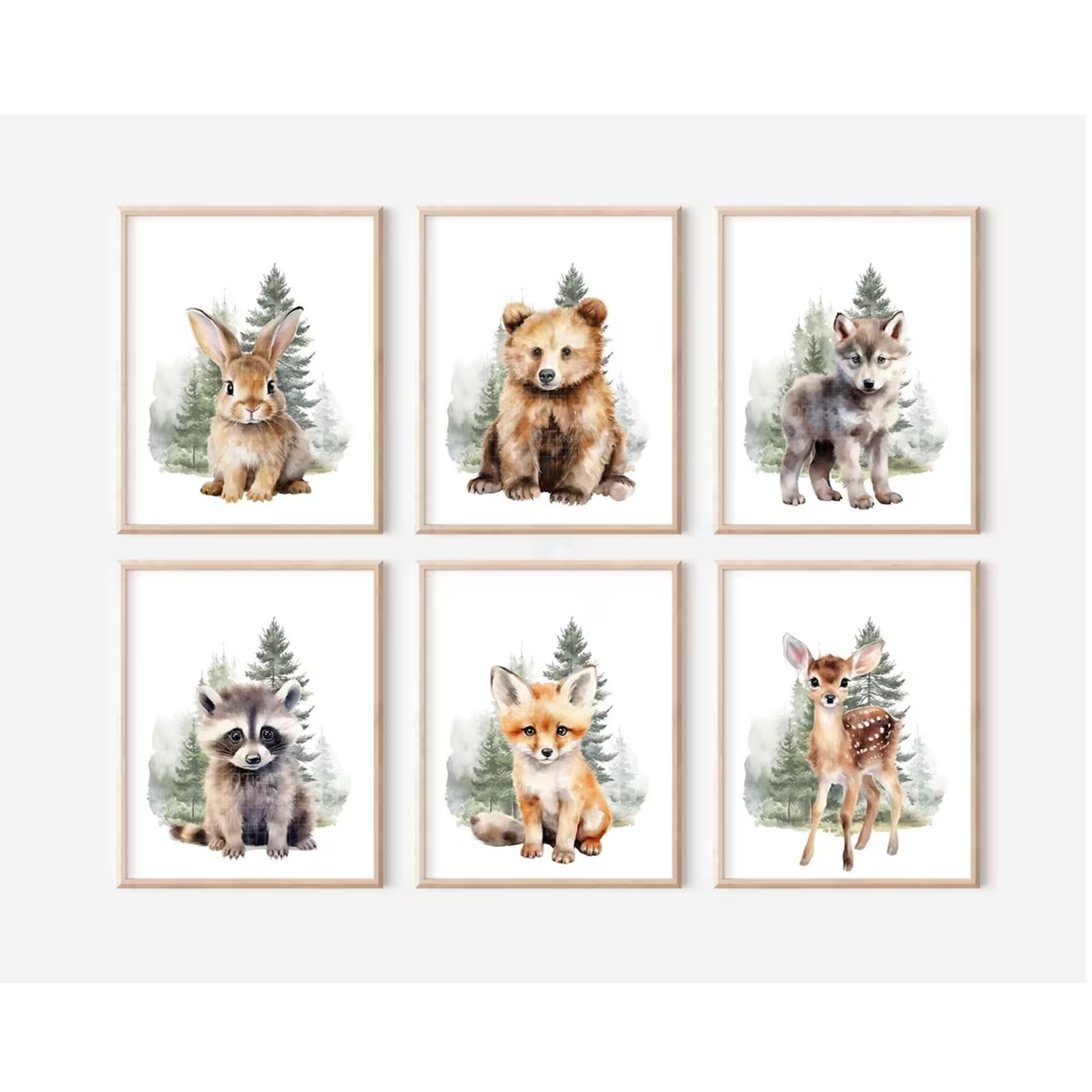 Woodland Animal Nursery Wall Art Decor Set Of 6 Baby Boys Room Wall Art Forest Animal Canvas Wall Decor Kids Art Prints Watercol