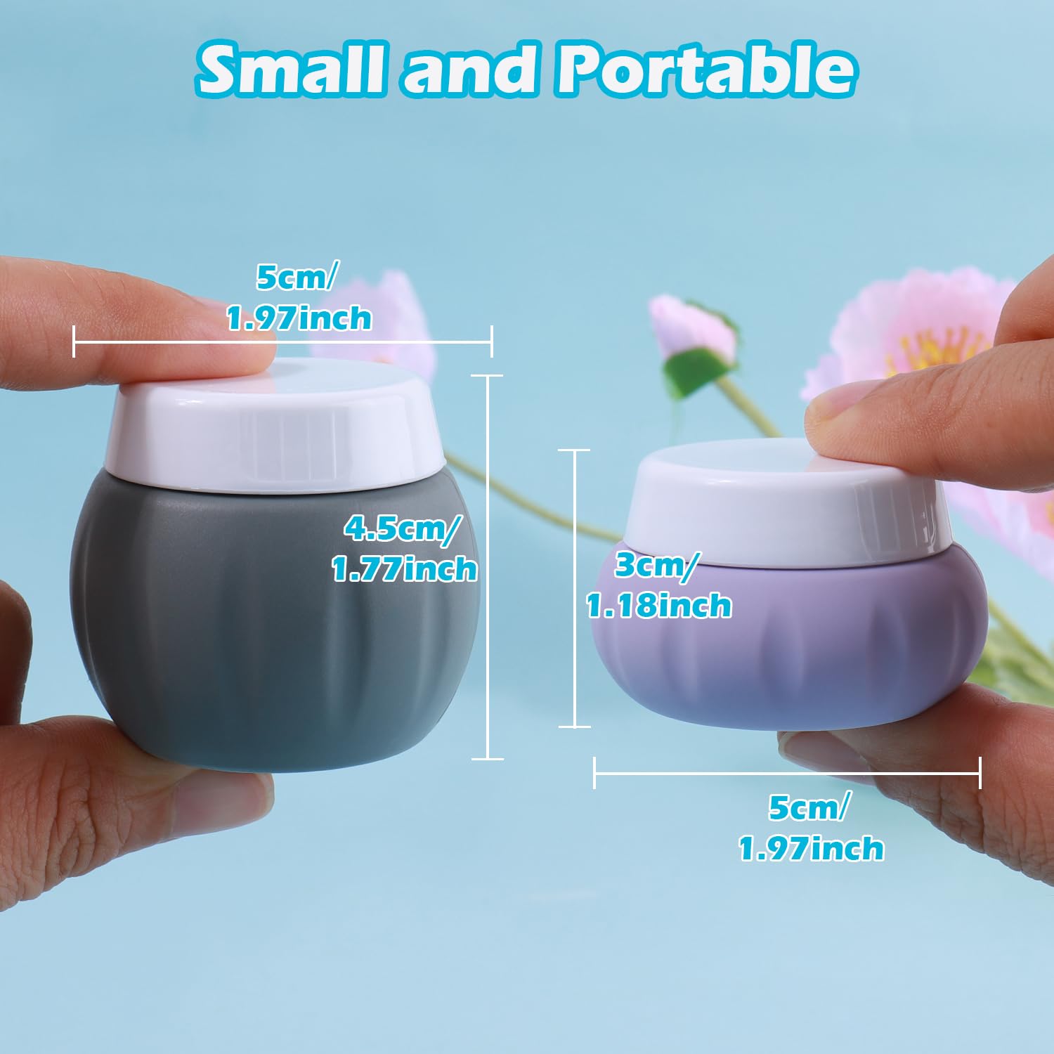 Travel Containers For Toiletries, Glamfields Tsa Approved 2Pcs 1.7Oz+3Pcs 1Oz Travel Size Silicone Jars Bpa Free, Leak-Proof Tra