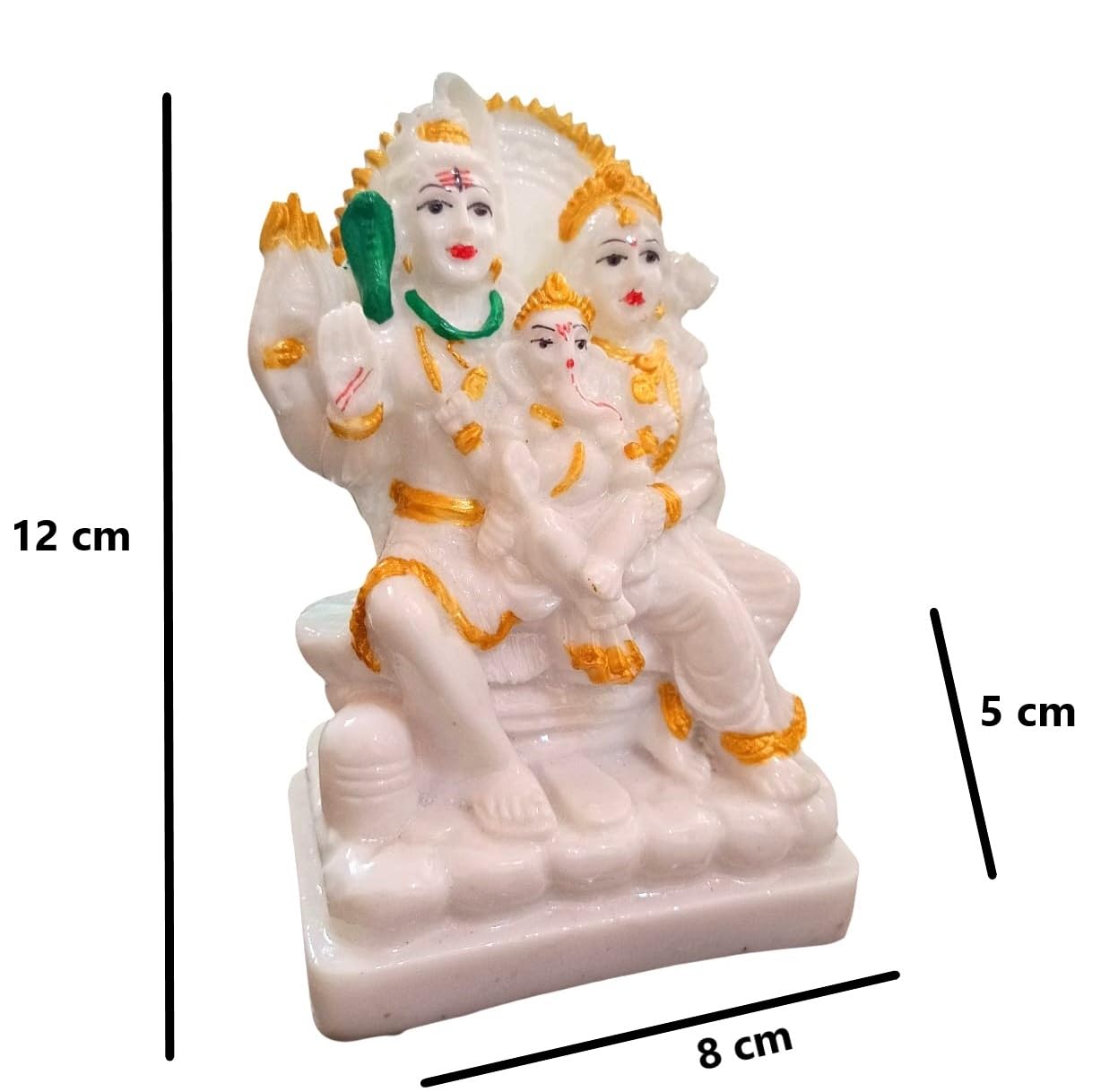Ani Divine Elegant Shiv Parivar Murti White & Golden Resin Idol || Lord Shiv Ji, Parvati, Ganesh & Shivling For Pooja Room, Offi