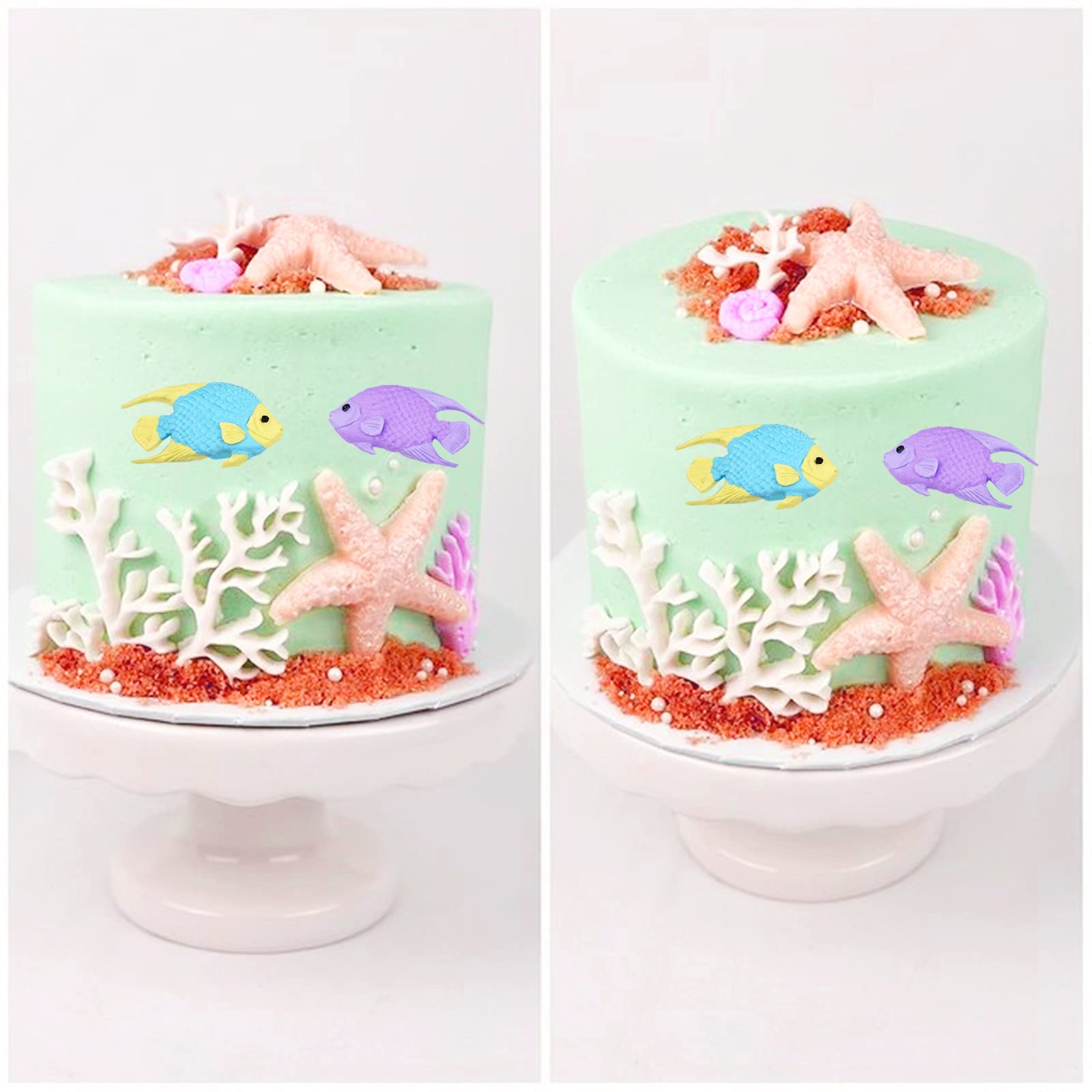 Marine Theme Cake Fondant Silicone Mold, Fish,Seaweed,Coral Under The Sea Style Handmade Pastry Baking Molds For Cookie Chocolat