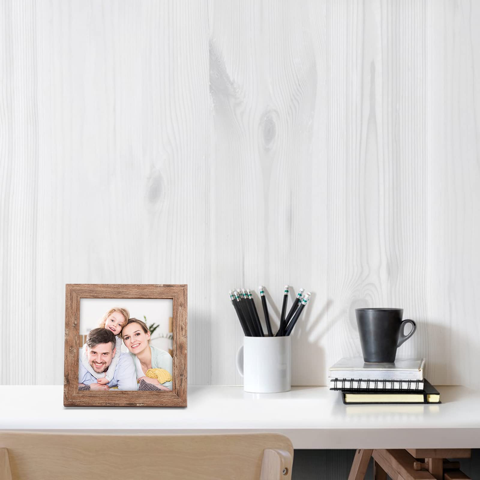 TOFOREVO 5x5 Picture Frames Set of 6 Rustic Wood Grain Photo Frame for Gallery Wall Mounting or Tabletop Display