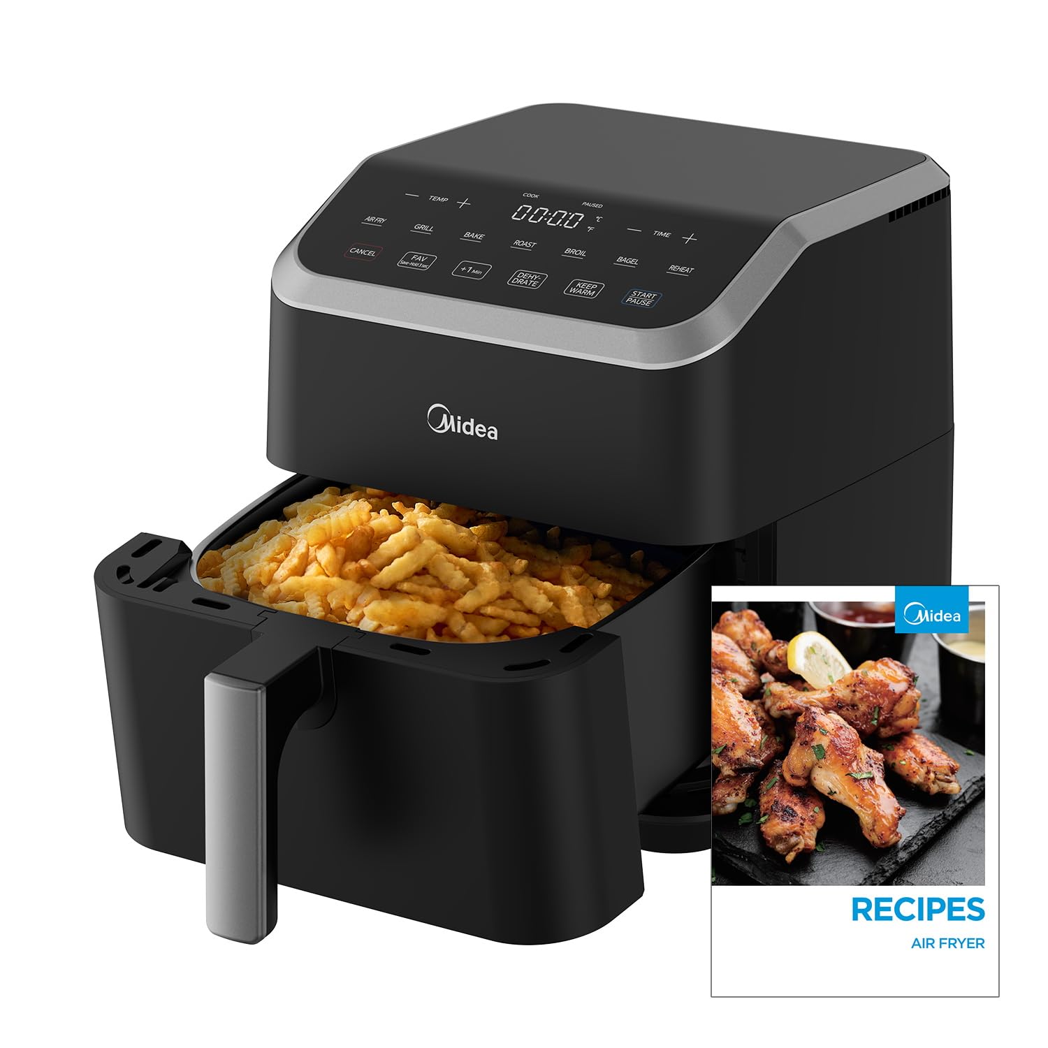 Midea Air Fryer 5.5QT, Rapid Air Technology, 9 Preset Menus, Quick and Easy Meals, 1 Minute Button and Favorite Function, 90% le
