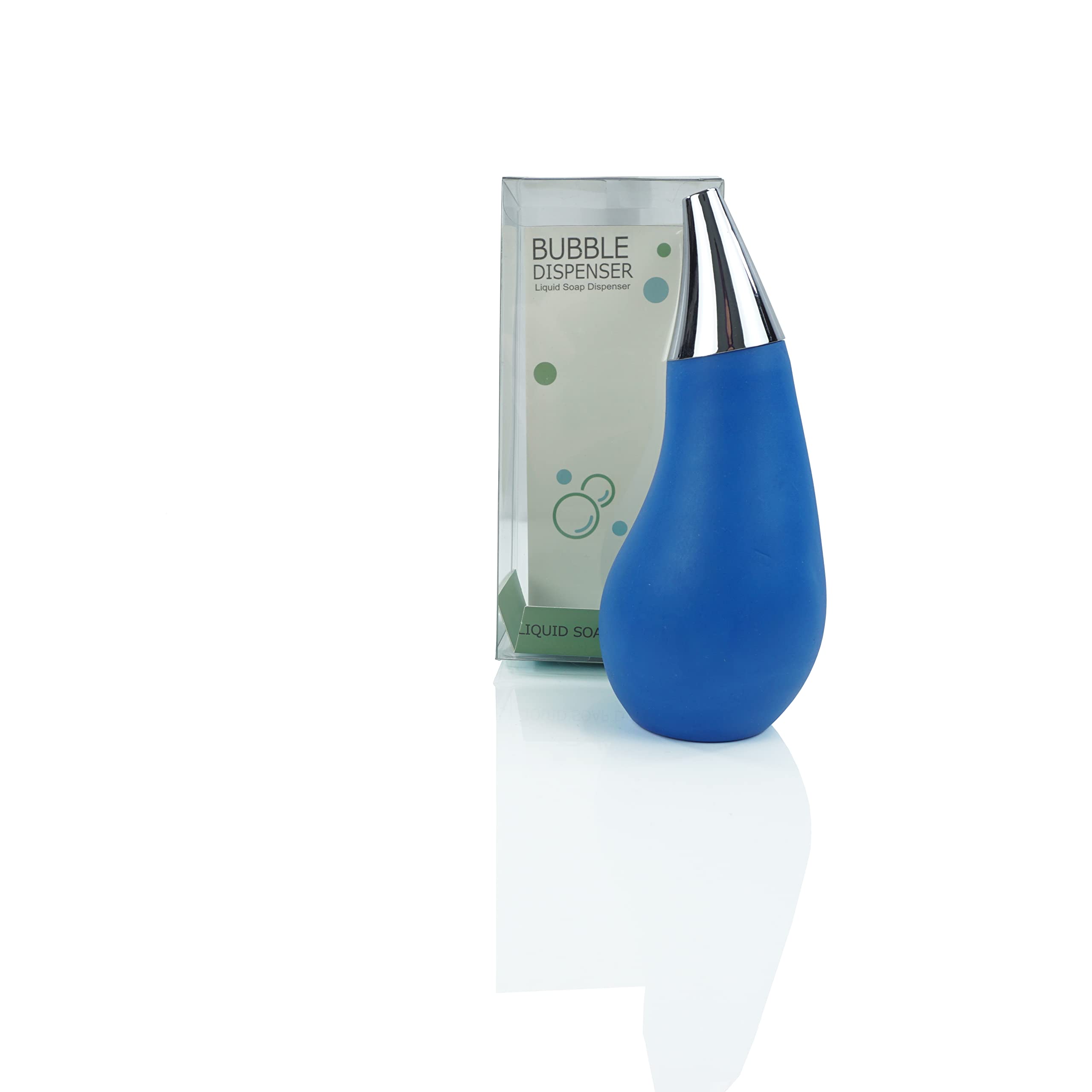 Kitchen Bathroom Counter Top Squeezable Soap Dispensers Tear Drop Shape Bottle (Blue, 7Oz)