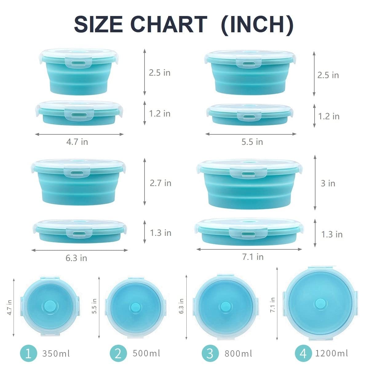 Sungbesi Collapsible Food Storage Containers, Collapsible Bowls With Lids For Camping Kitchen Stuff, Rv Accessories For Inside S