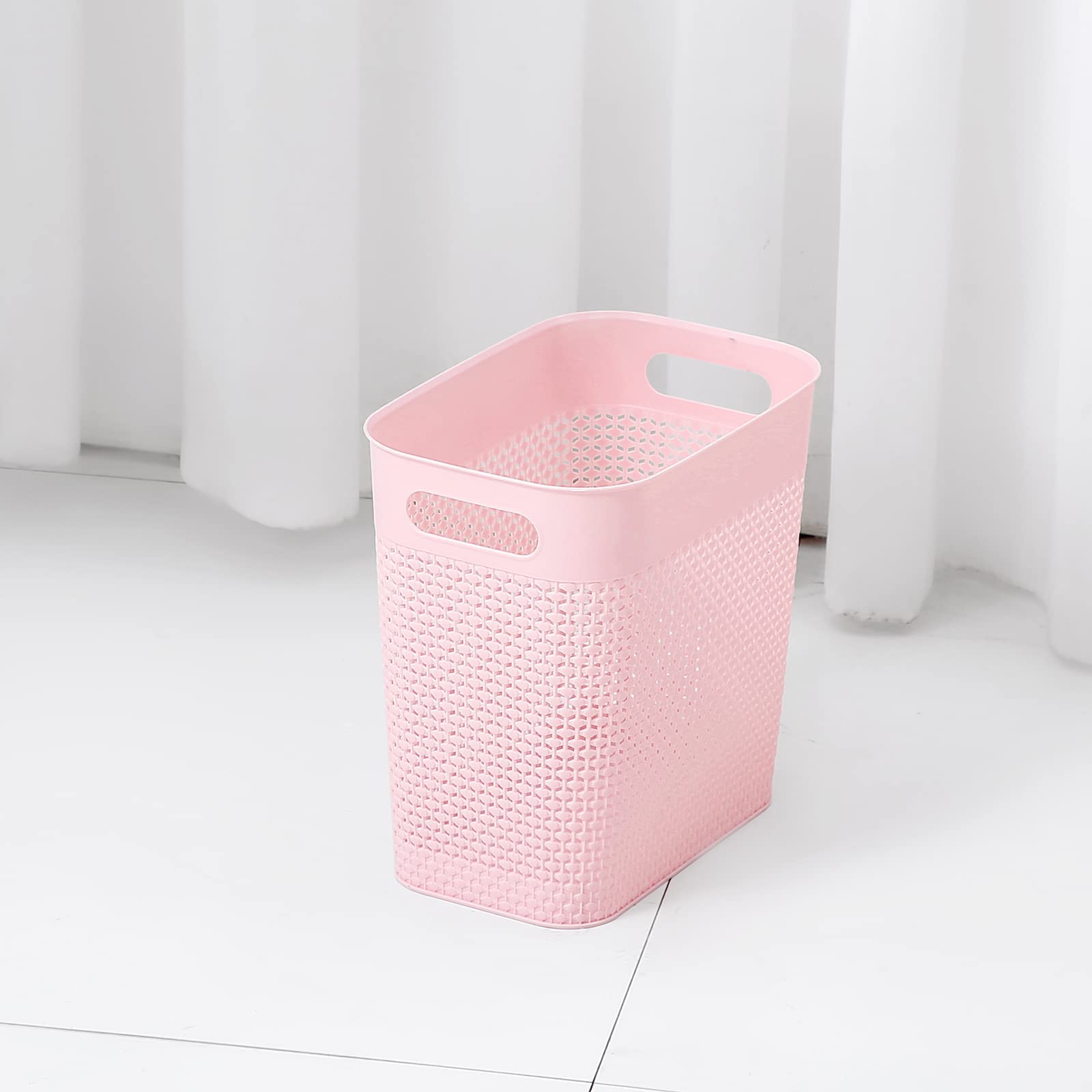 Uujoly Plastic Trash Can Wastebasket, Garbage Container Basket For Bathrooms, Kitchens, Offices, Kids Rooms (Pink, 3 Gallon), 1