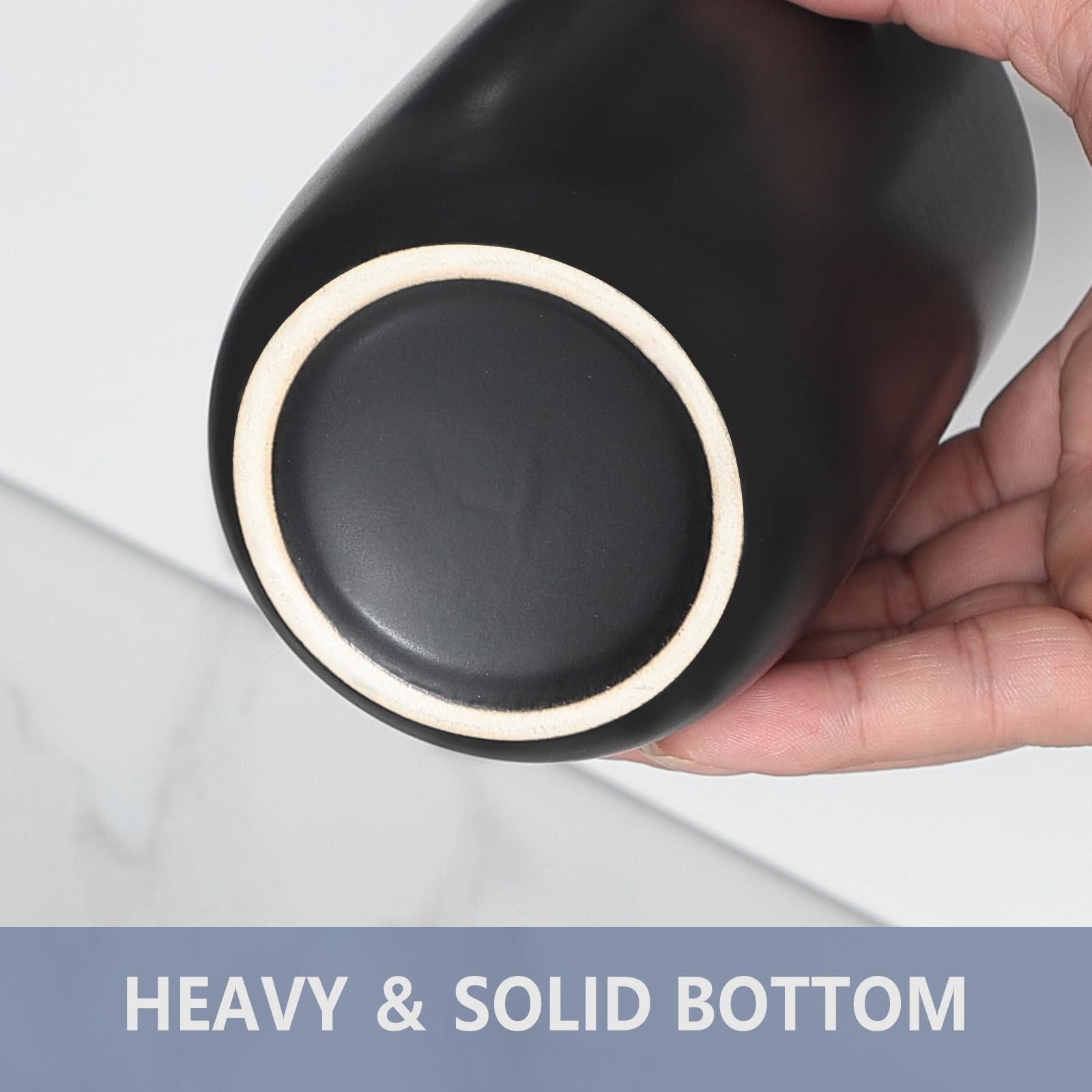 Matte Black Toothbrush Holders For Bathrooms - 1 Cups Ceramic Toothbrush Toothpaste Holders, Black Bathroom Tumbler Cup Reusable