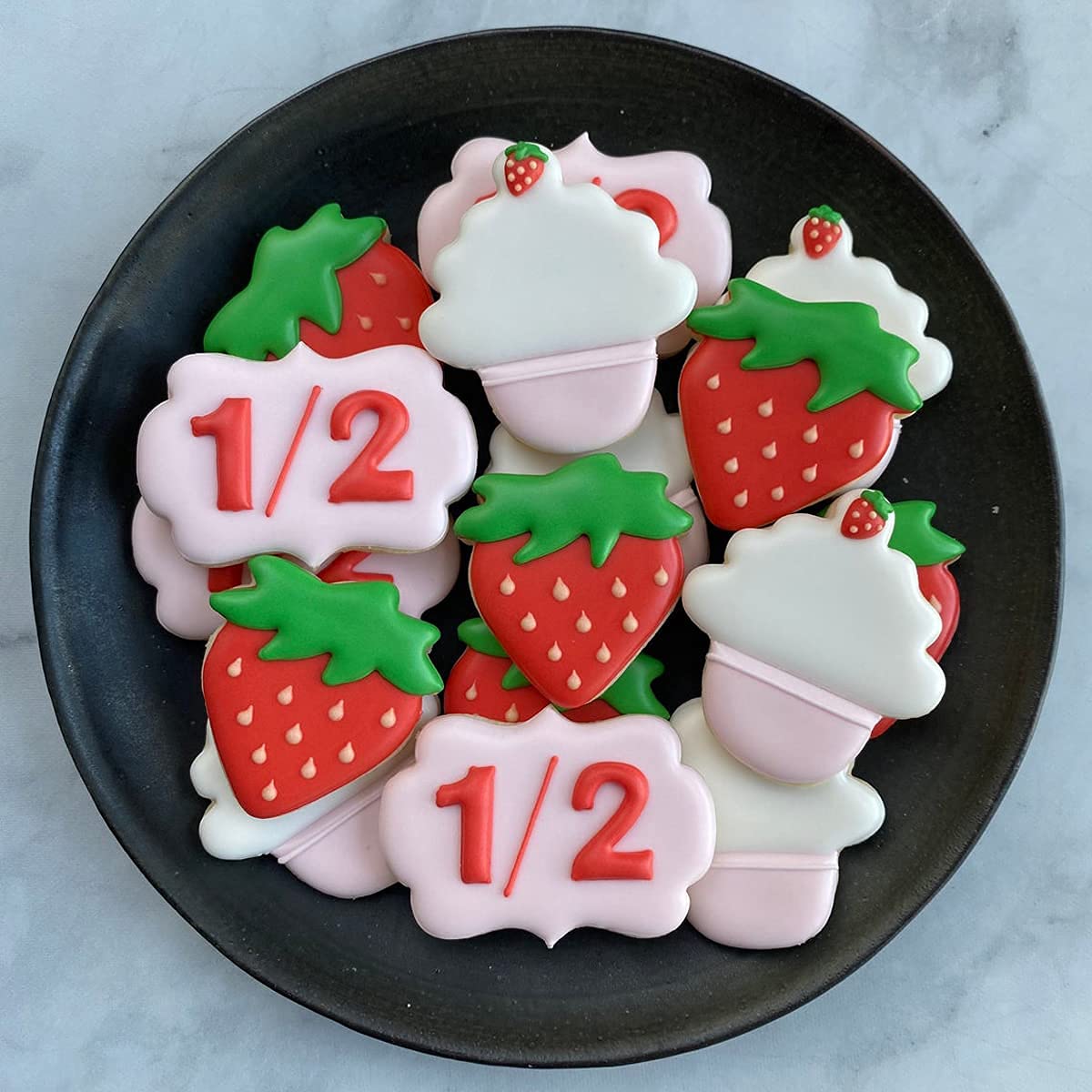 Fangleland Fruit Cookie Cutter Set Strawberry Theme Stainless Steel Molds 7 Packs For Berry Girl Sweet 1St Birthday Baby Shower