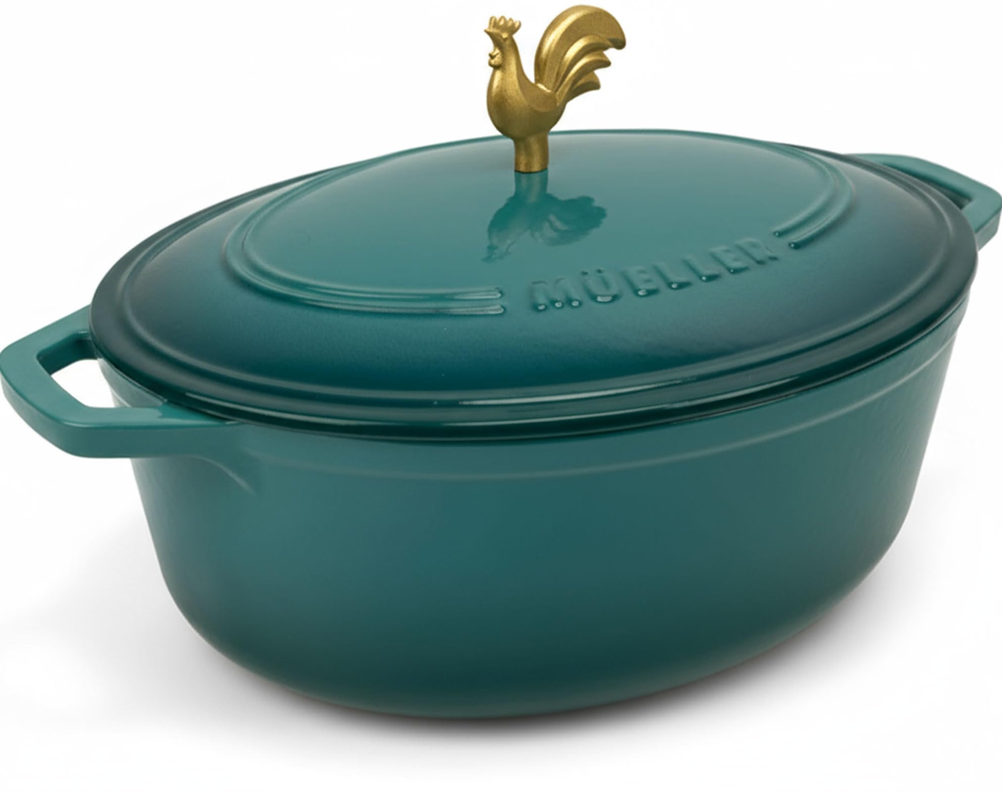 MELLERHOME 5.5 Quart Enameled Cast Iron Oval Dutch Oven, Rooster Knob, Heavy-Duty Cookware, Oven-Safe up to 500 F & Across All C