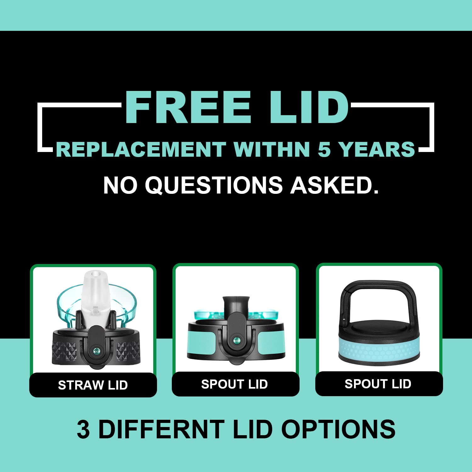 Oldley Insulated Water Bottle 20Oz For Adults Kids Stainless Steel Water Bottles With Straw/Chug/Carabiner 3 Lids Fruit Strainer