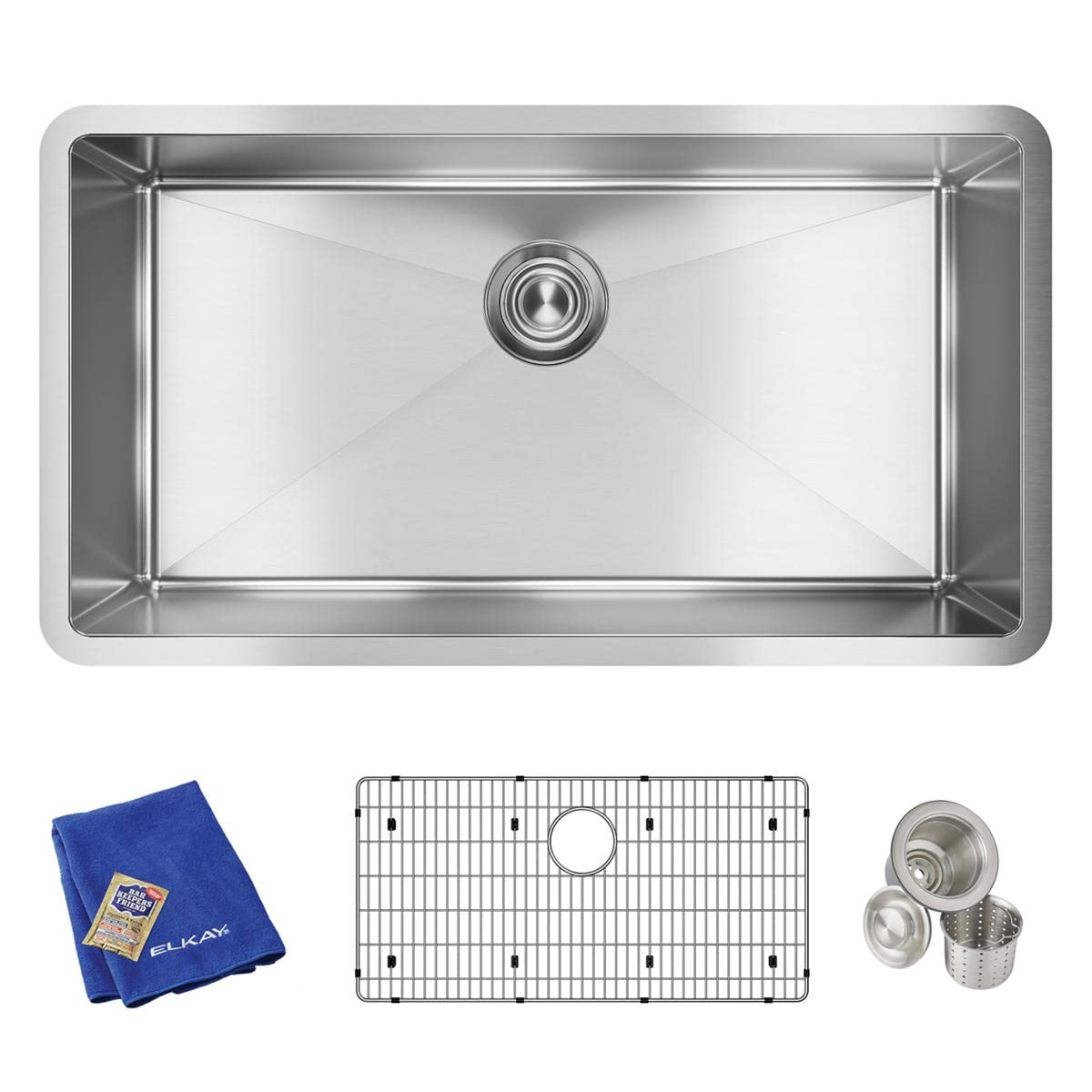 Elkay Crosstown 16 Gauge Stainless Steel 32-1/2'' x 18'' x 10''  Single Bowl Undermount Sink Kit