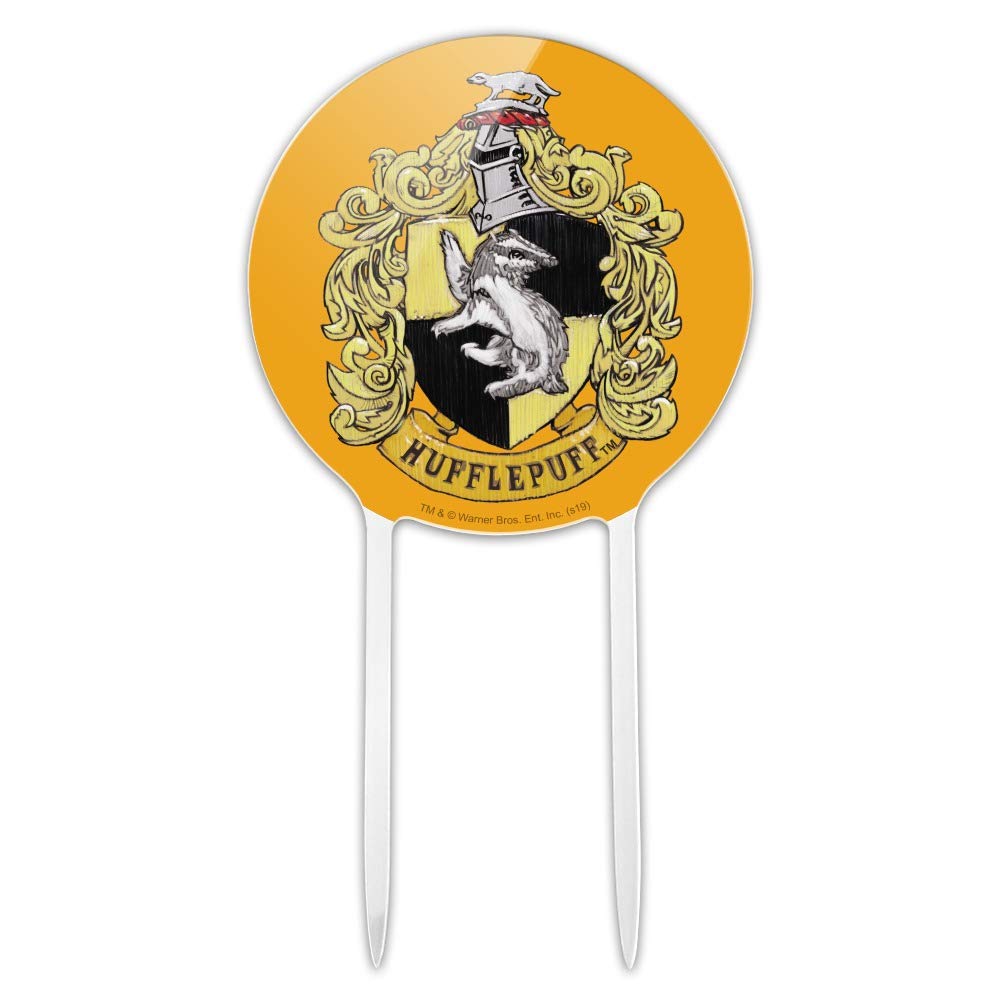 Acrylic Harry Potter Hufflepuff Painted Crest Cake Topper Party Decoration For Wedding Anniversary Birthday Graduation