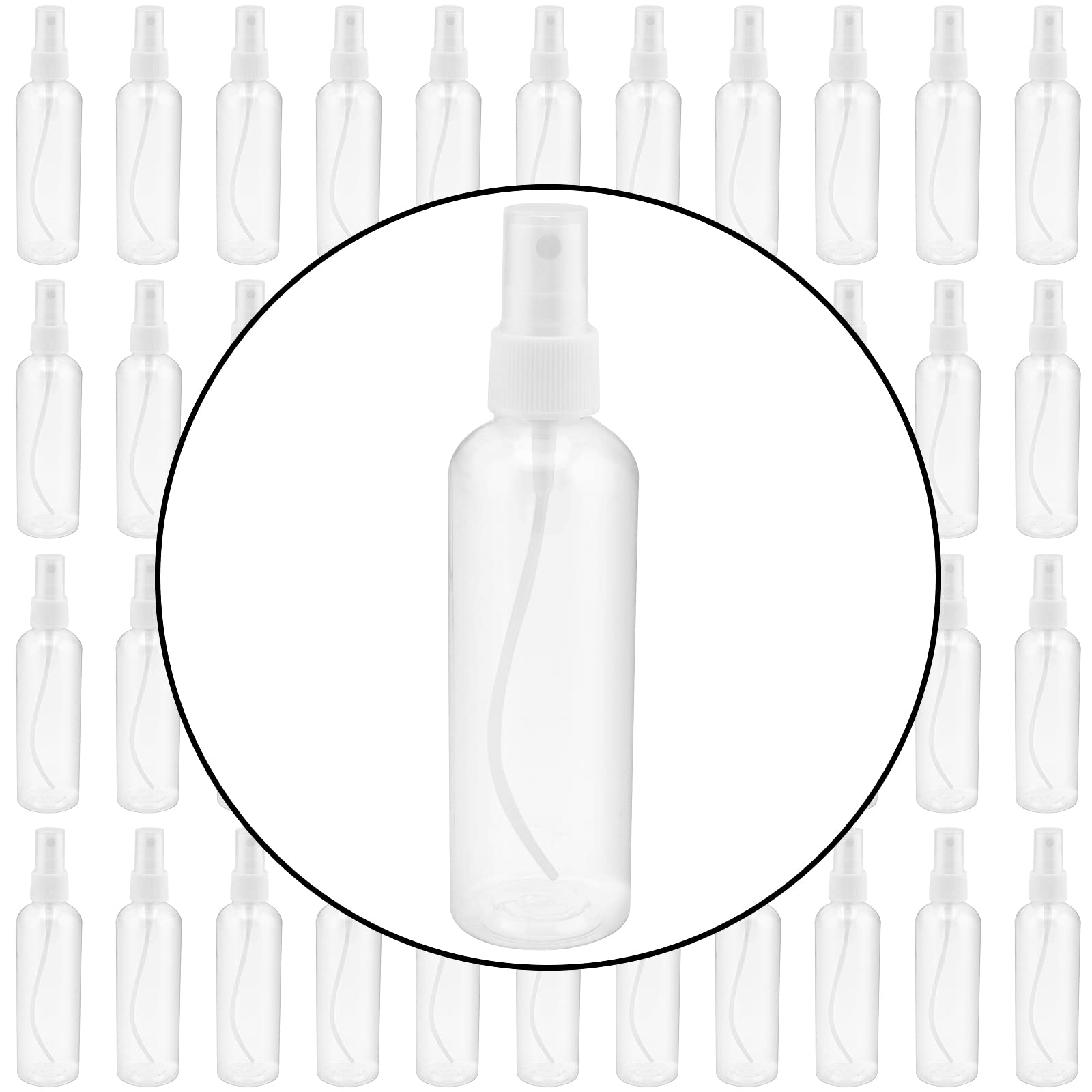 Sinjeun 50 Pack Clear Plastic Spray Bottles With Caps, 4 Oz Spray Bottles Mist Sprayer, Refillable Empty Fine Mist Spray Bottle