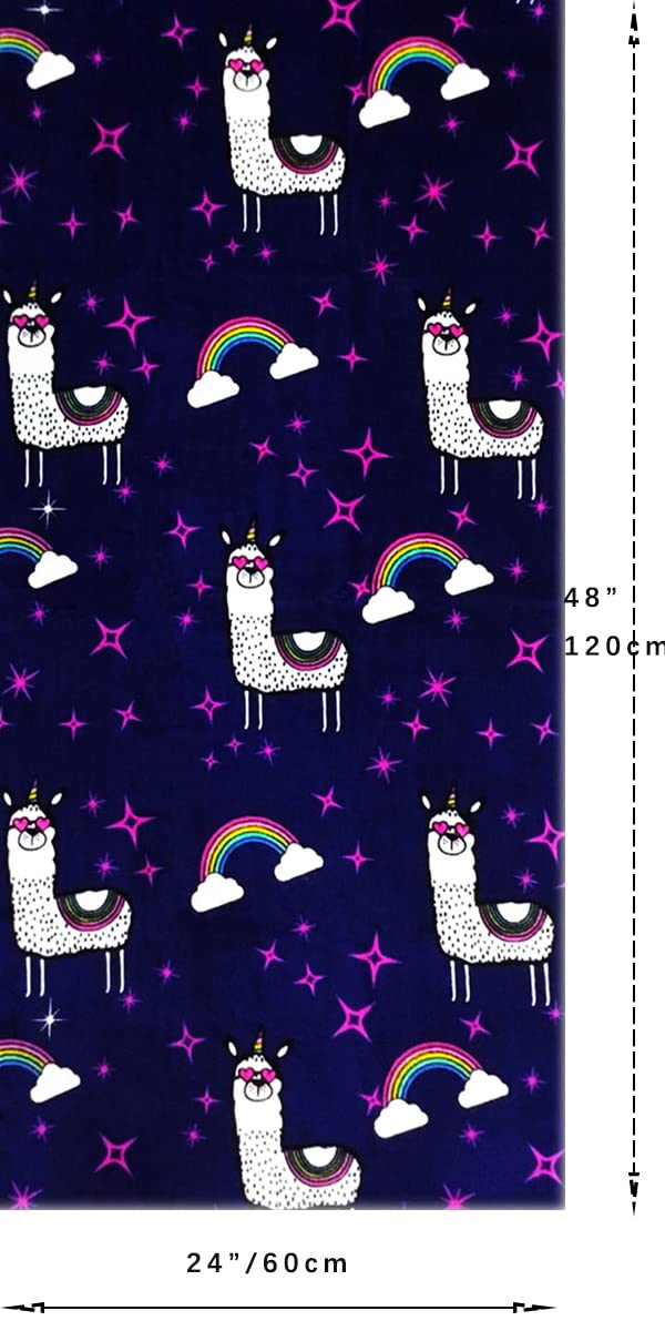 YIFONTIN Beach Towel for Kids Velour Terry Blanket Throw 100% Cotton 24X48 inches for Swimming Bath Travel Camping and Picnic  Navy Alpaca.