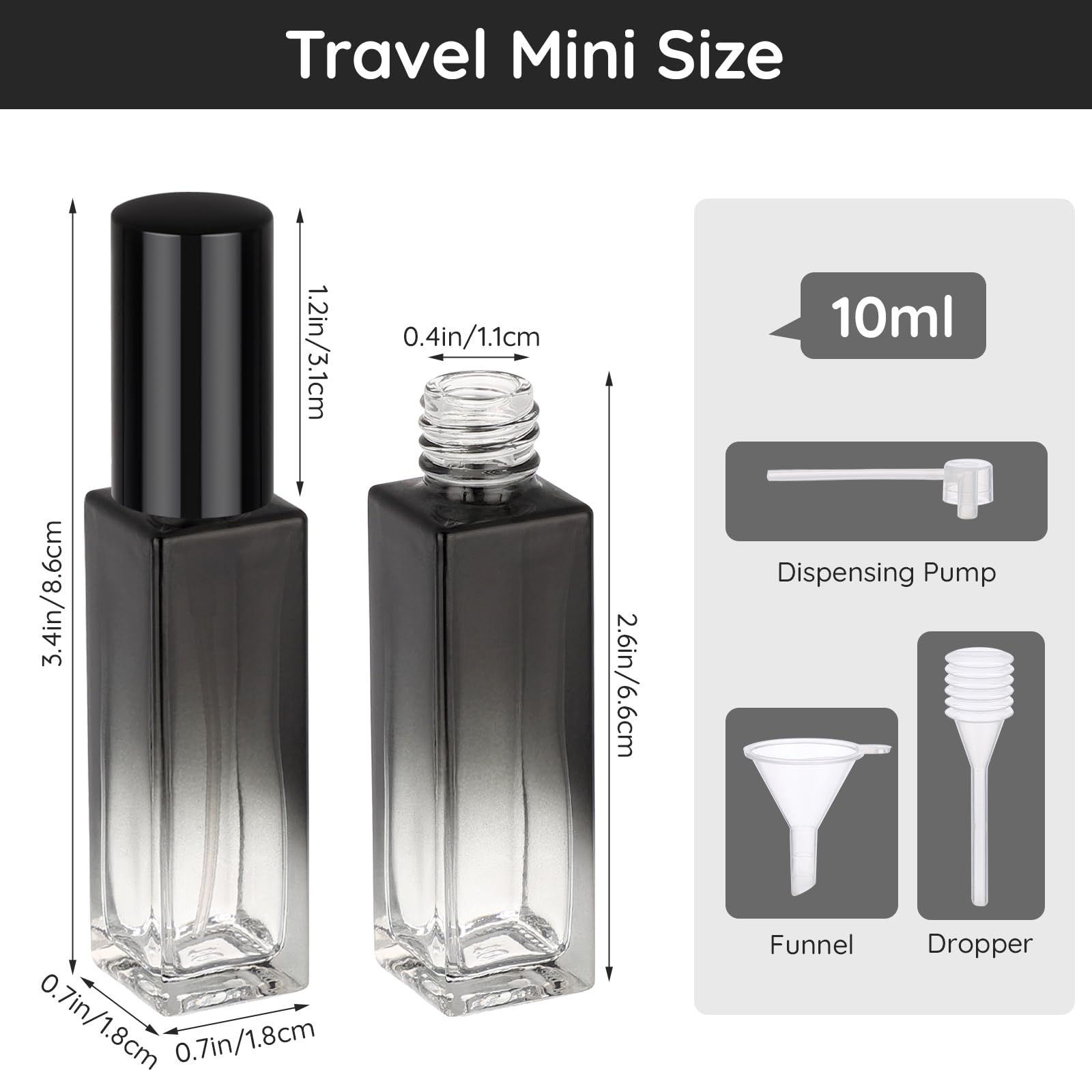 Segbeauty 0.34Oz Perfume Atomizer, 10 Pack Glass Mini Travel Perfume Bottle Refillable, 10Ml Empty Travel Size Bottles For Colog
