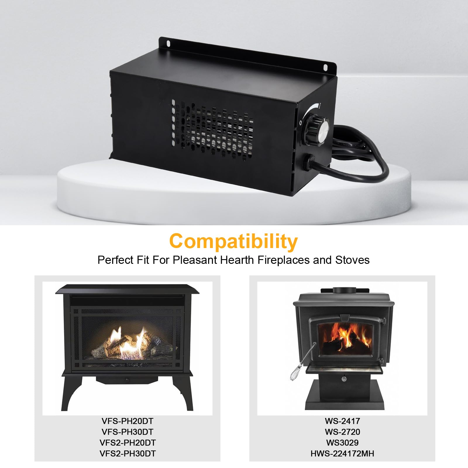 Criditpid PBAR-2427 Fireplace Blower Fan Kit for Pleasant Hearth Vent Free Stove or Wood Burning Stoves, Wood Stove Blower for G