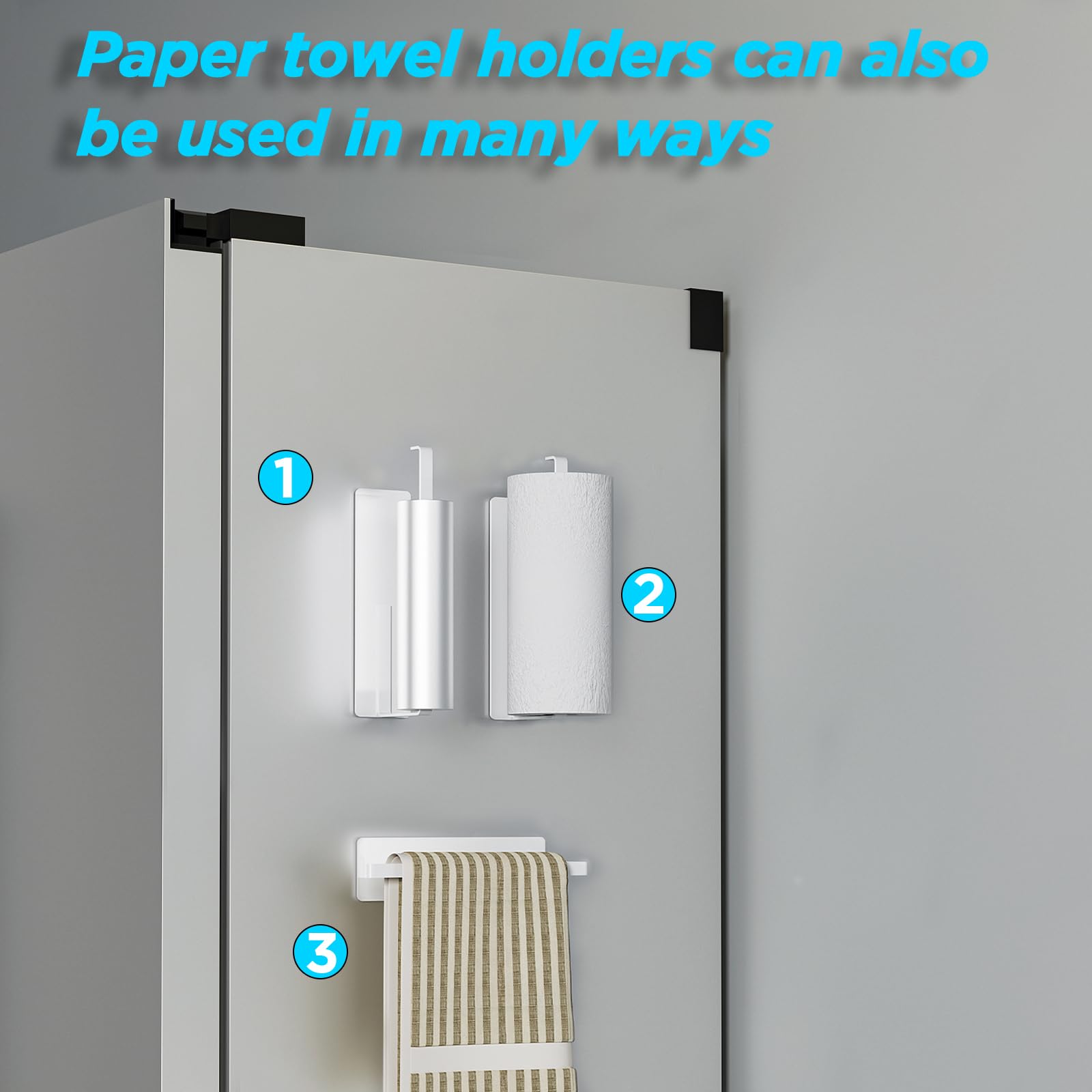 Carwiner 3 Pack Magnetic Spice Rack For Refrigerator With Paper Towel Holder, Magnetic Refrigerator Organizer, Strong Magnetic F