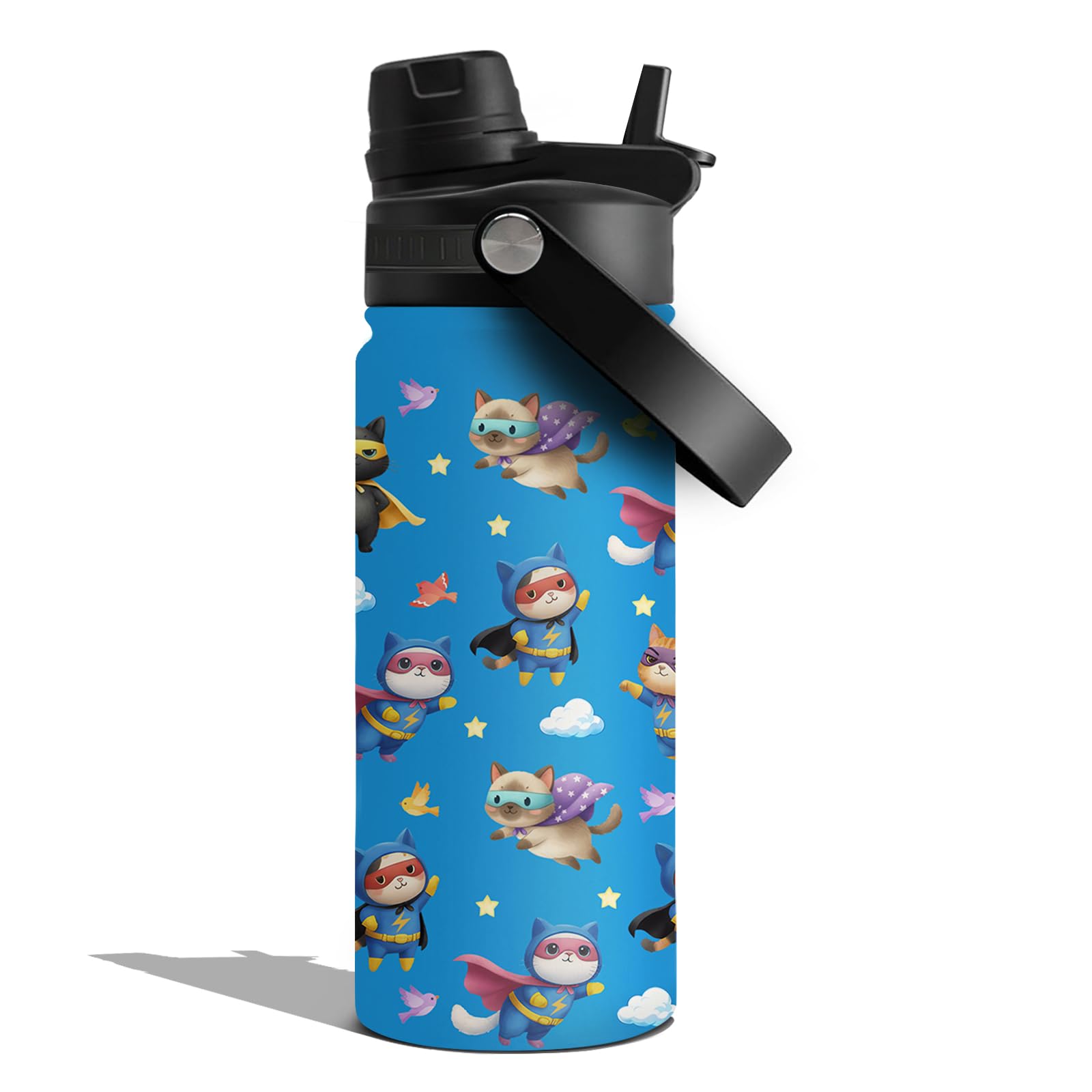 Goiicoln Cat Water Bottle Kids 18oz, Insulated Cats Tumbler 2in1 Lid