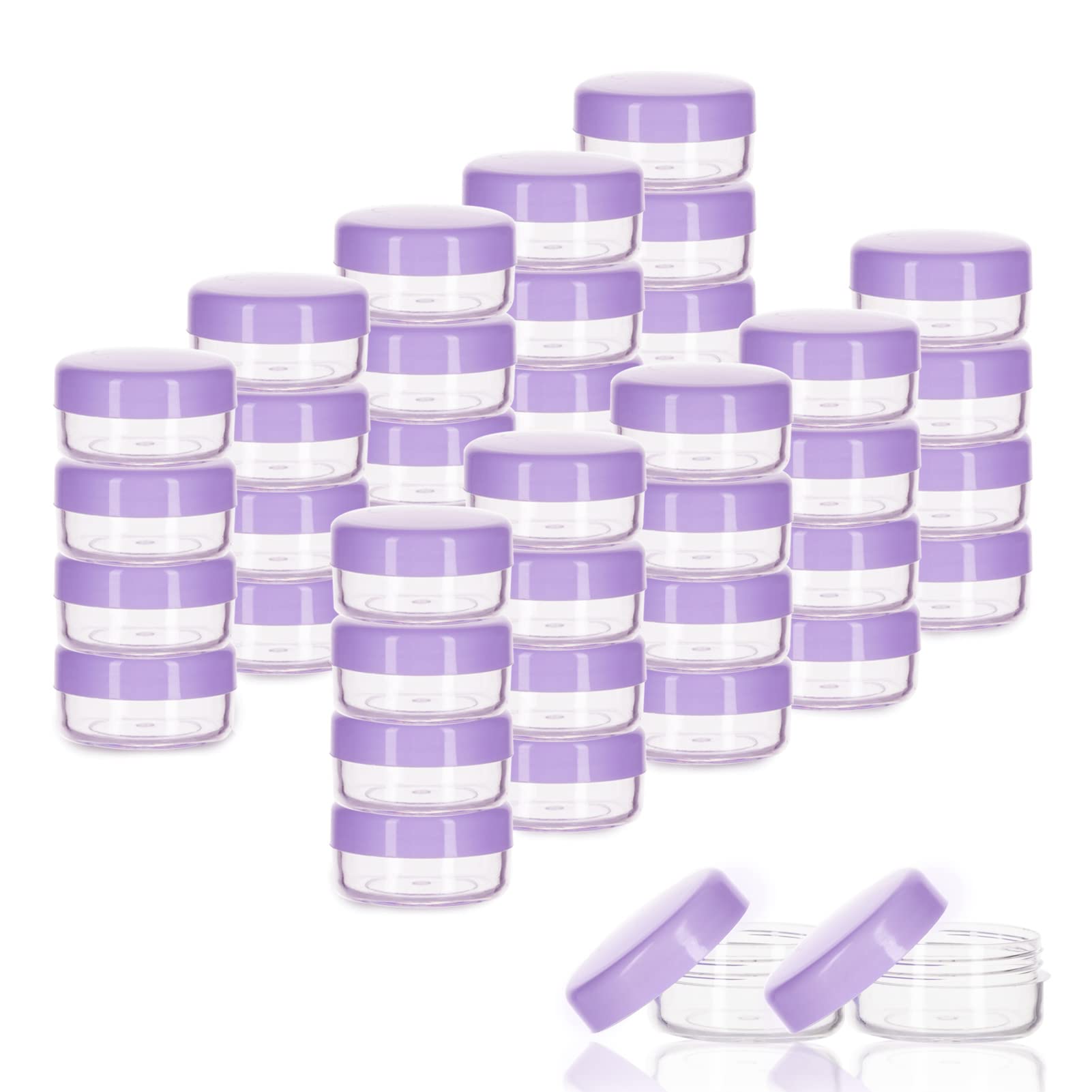 3 Gram Containers With Lids, Tiny Sample Containers, Cosmetic Sample Jars, Bpa Free Lip Balm Containers For Makeup, Lotion, Eye