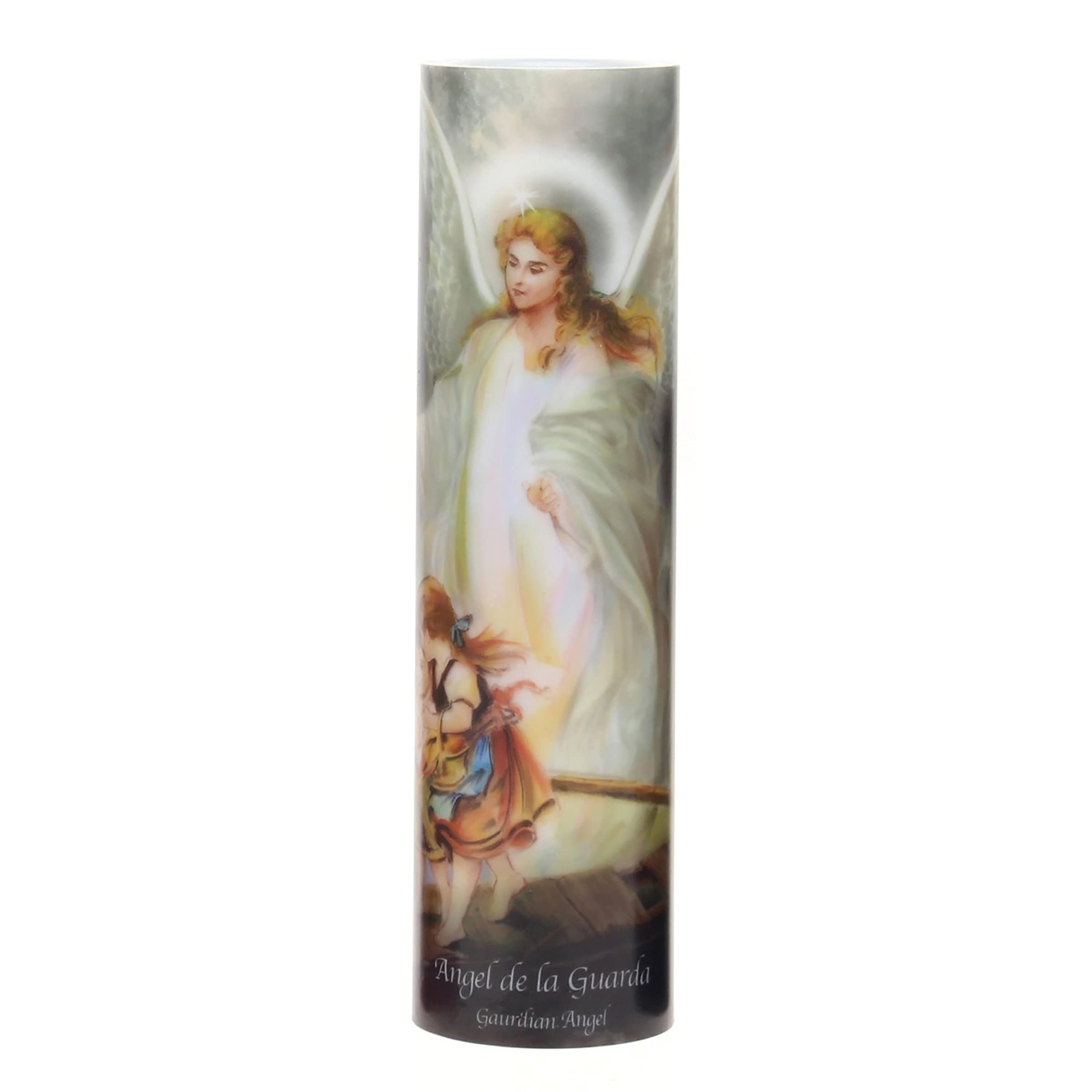 Stonebriar The Saints Collection Guardian Angel Flickering LED Prayer Candle with Automatic Timer, Religious Gift Ideas for Mom,