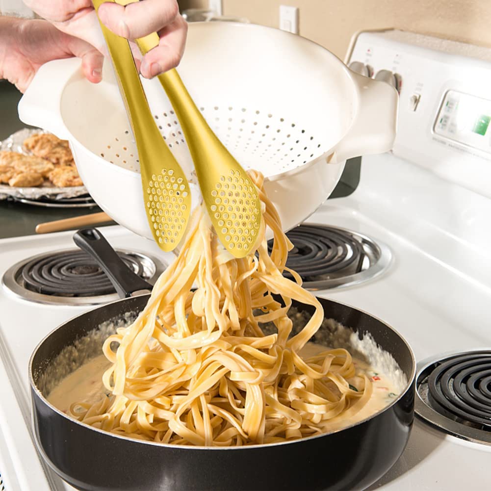 Iaxsee 4 Pcs Serving Tongs Gold Tongs 9 Inch Serving Utensils Stainless Steel Serving Tongs For Salad Buffet Appetizer Dessert T