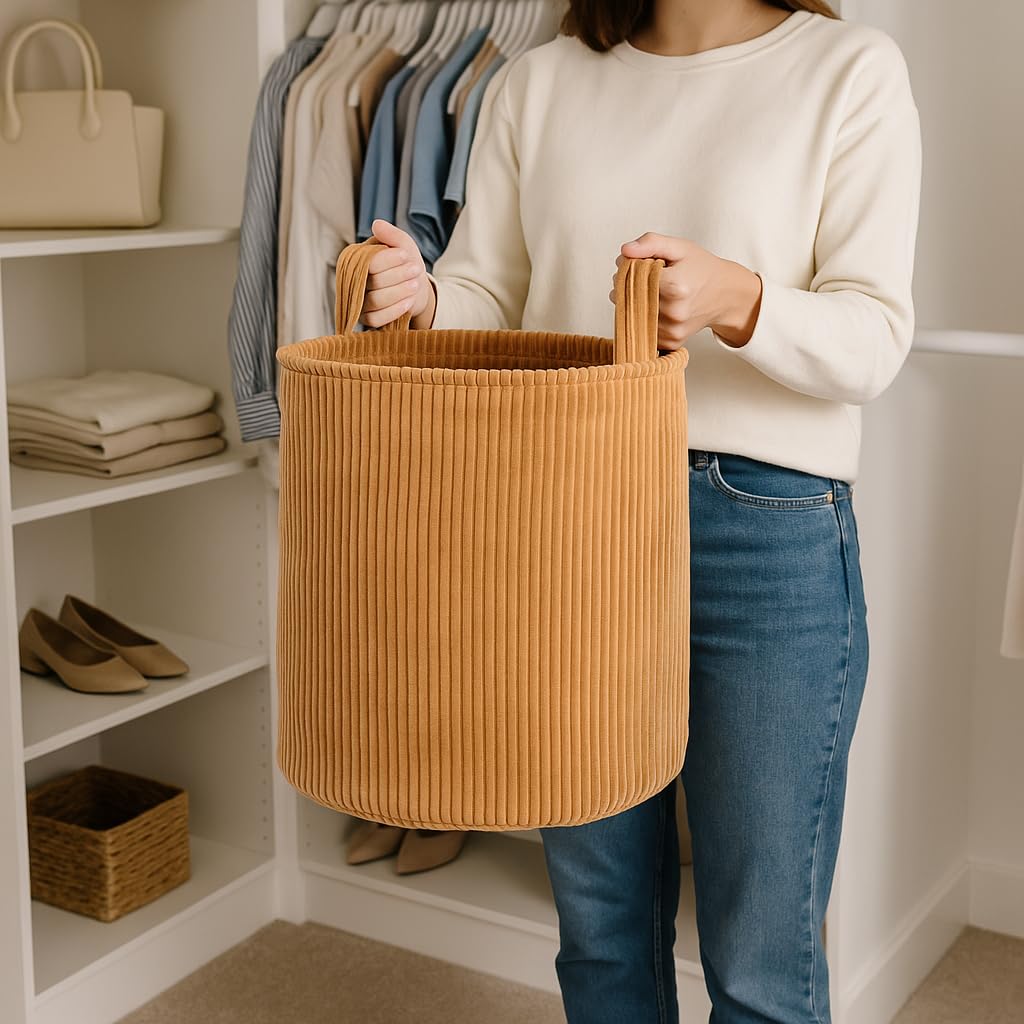 PUTSKA Small Storage Basket - Cute for Organizing, Decorative Storage Boxes, Mini Basket for Gifts and Shelves (Clay)