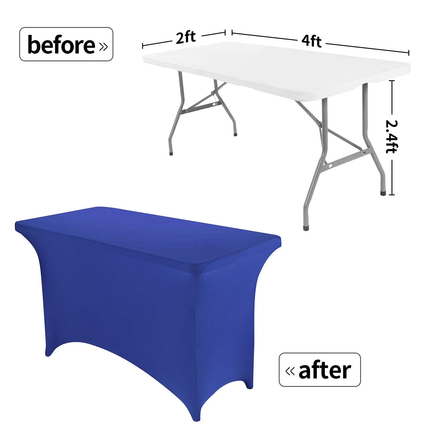 Peomeise 4Ft Spandex Table Cover Rectangular Stretch Spandex Tablecloth (Royal Blue,4Ft)