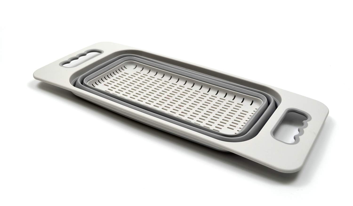 Sammart 2.6L (0.68 Gallon) Set Of 2 Over The Sink Rectangular Colander (2, Grey)