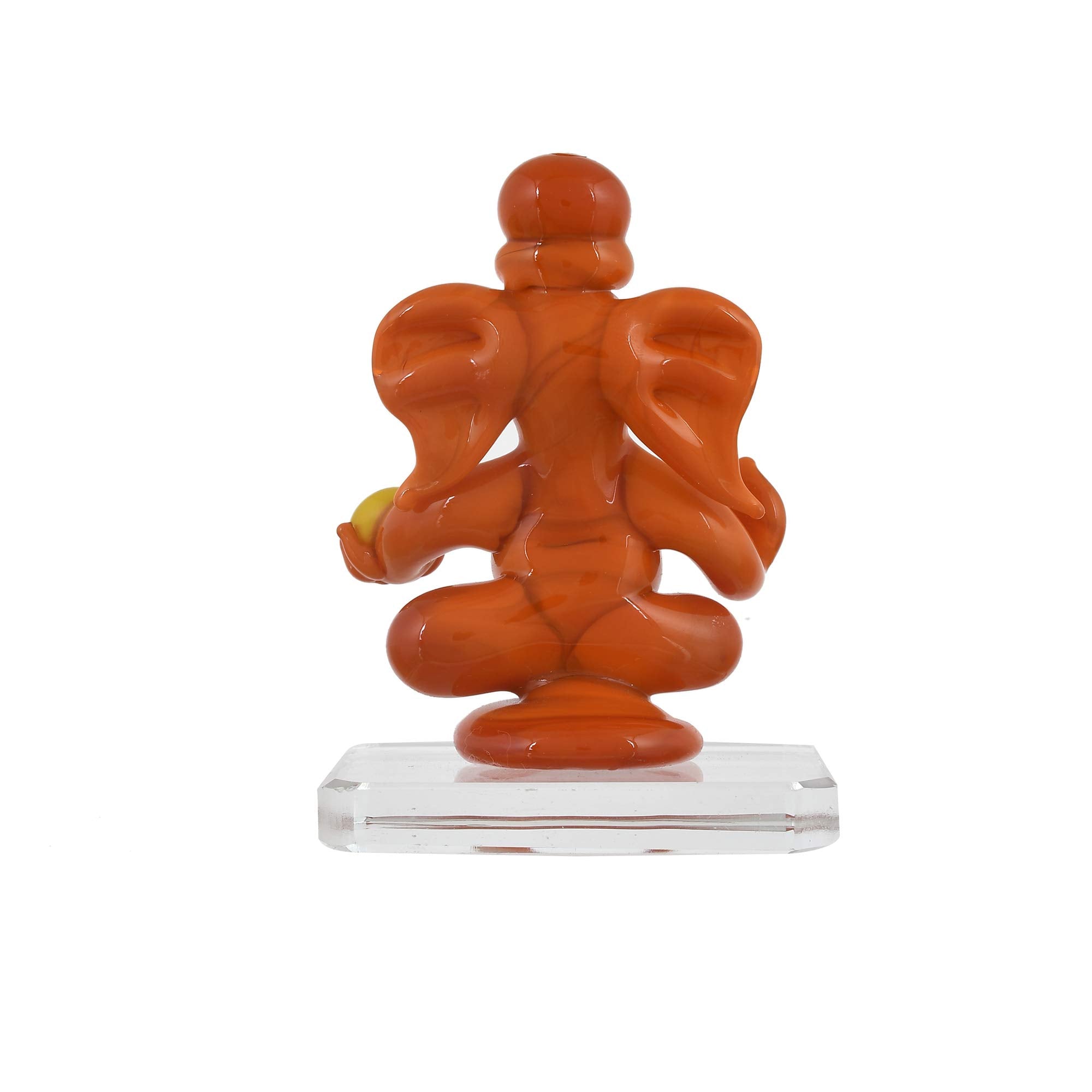 Great Art Glass Ganesh Idol for Car Dash Board (8.5cm x 5 cm, Red)