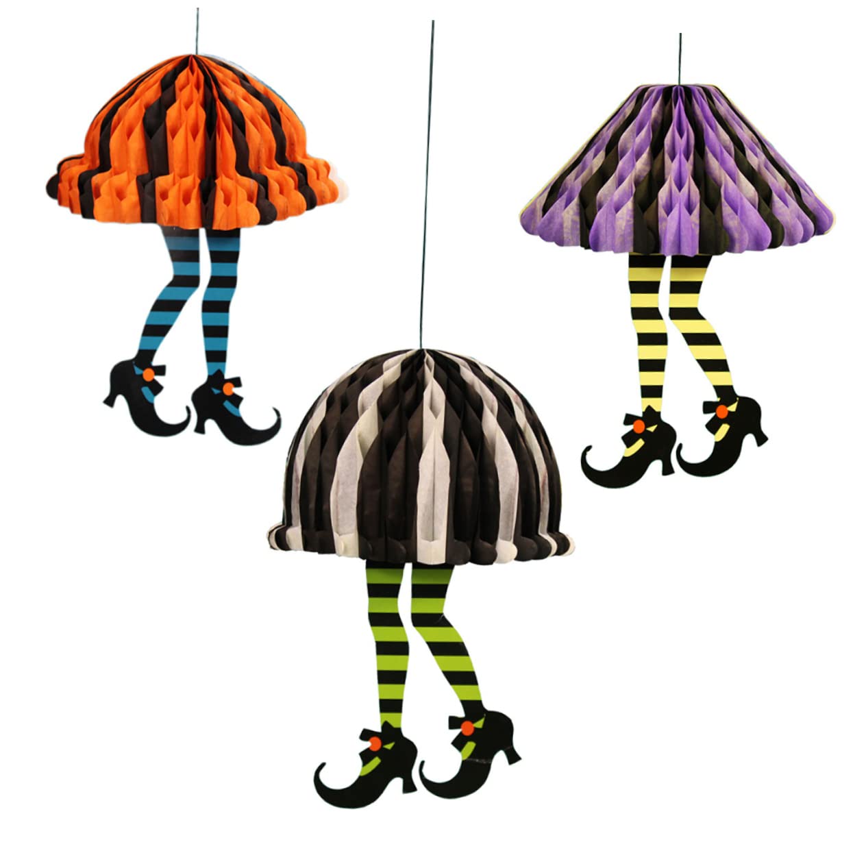 ABOOFAN Halloween Honeycomb Pendant Party Hanging Pendant Halloween Hanging Ornament Witch Legs Paper Ball Party Ornament Purple