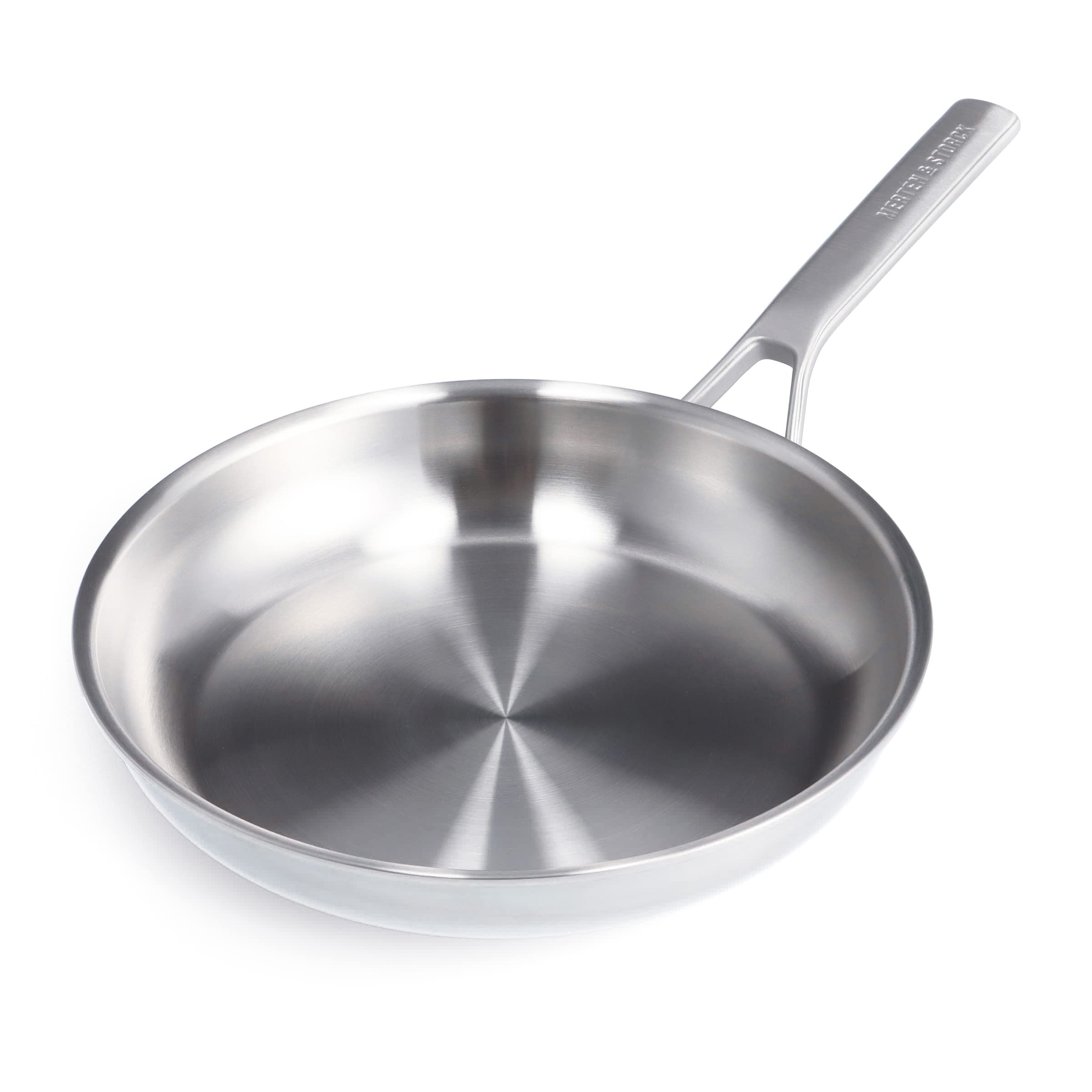 Merten & Storck Tri-Ply Stainless Steel 10    Frying Pan Skillet, Professional Cooking, Multi Clad, Heats Evenly, Drip-Free Pour